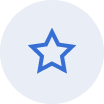 Blue star icon on a gray circular background