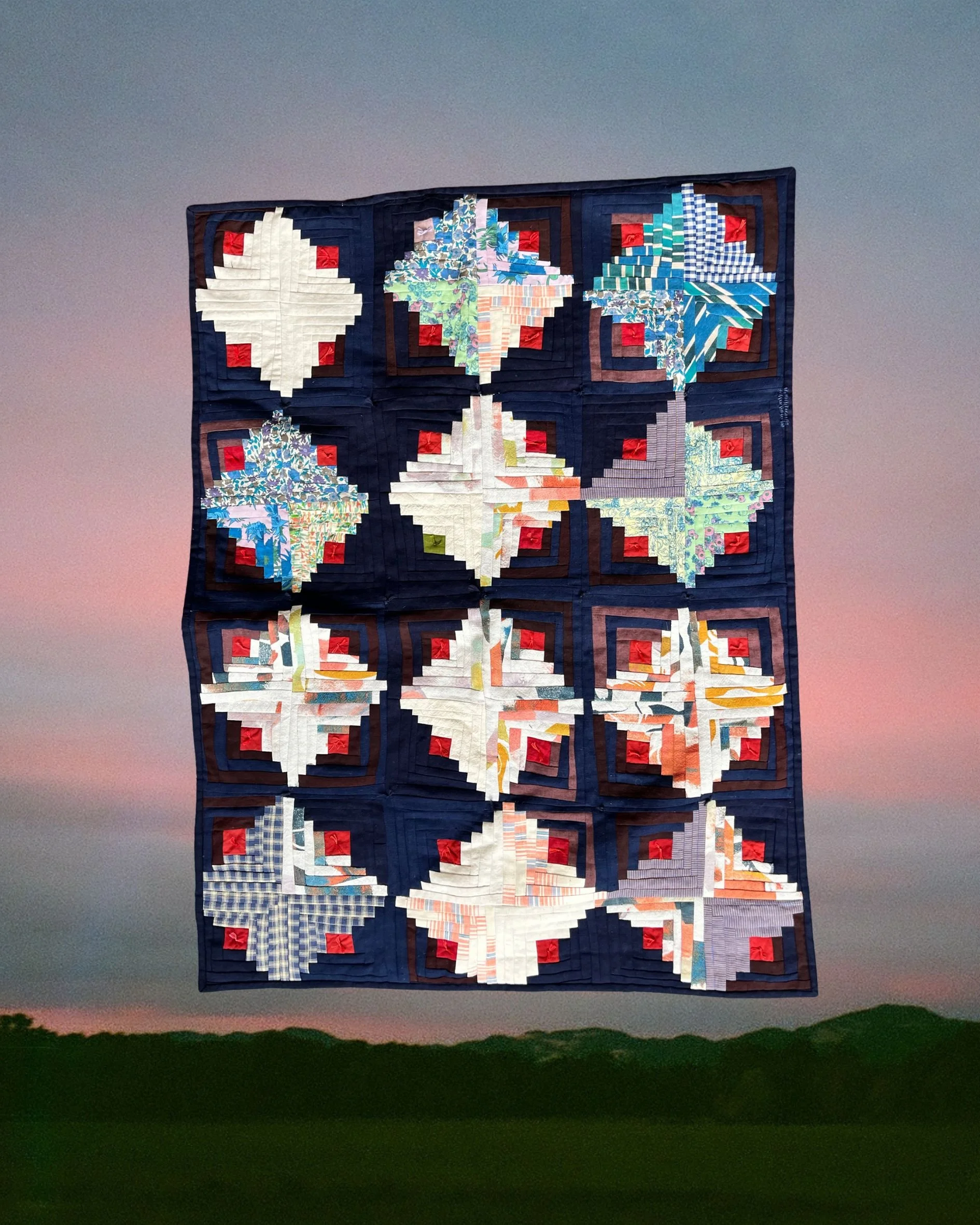 log cabin quilt dark and light