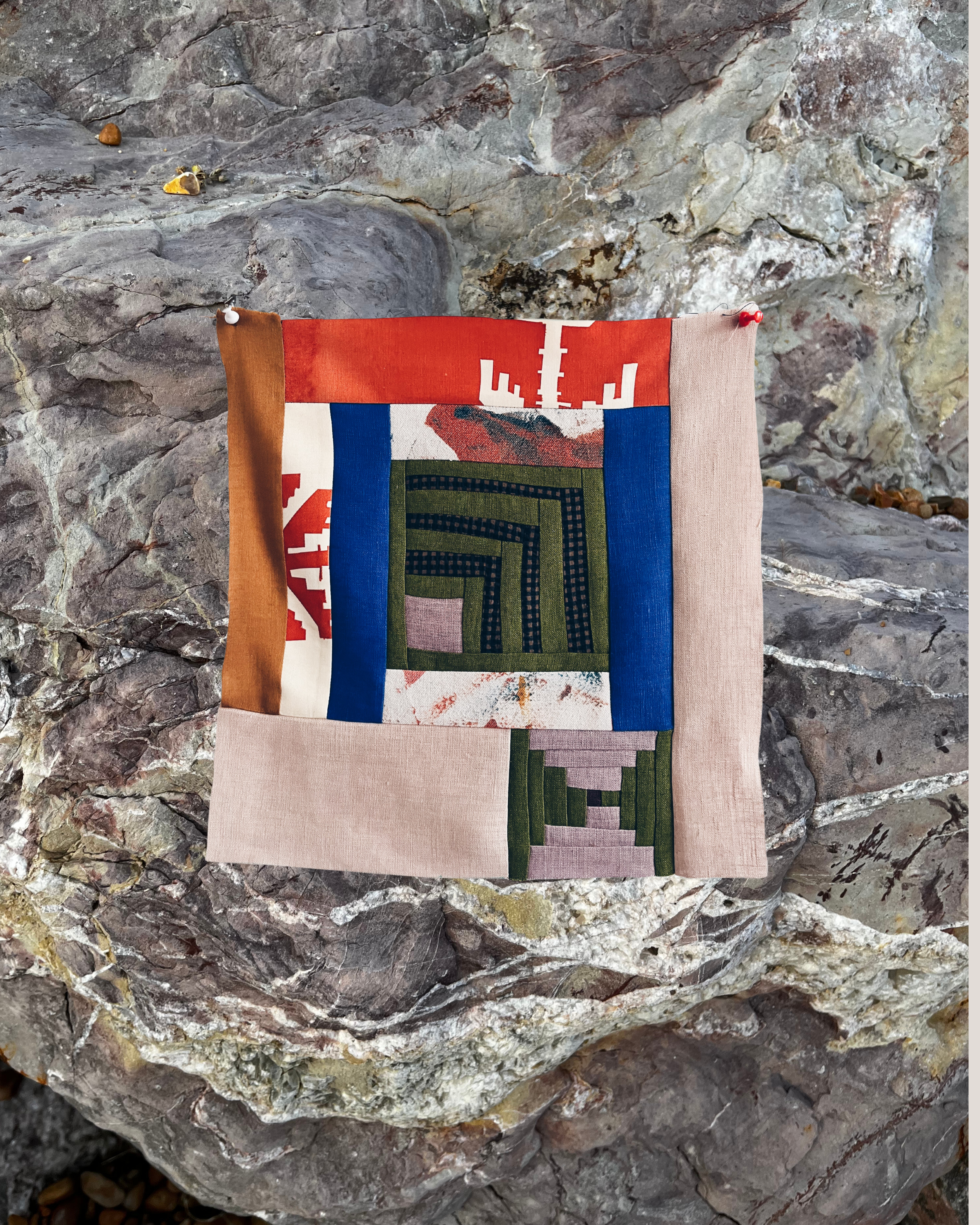 screenprinted fabrics - quilt block