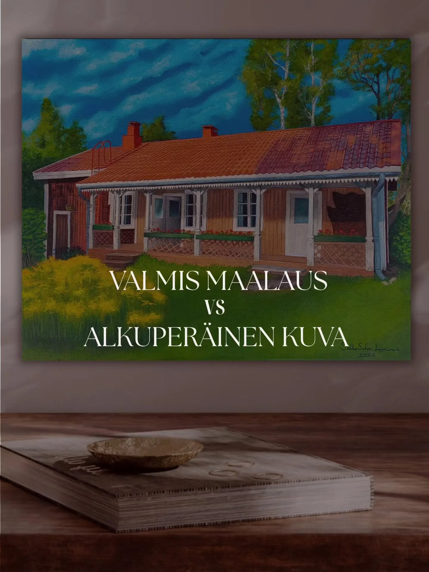 &ldquo;Tilausprosessi sujui mukavasti ja vaivattomasti. Taulu on v&auml;ritykselt&auml;&auml;n ja tunnelmaltaan erinomainen. Erityisesti pidin siit&auml;, ett&auml; pirtin ovi on kuvattu aukinaisena, mik&auml; tuo asuntoon el&auml;vyytt&auml; ja kuts