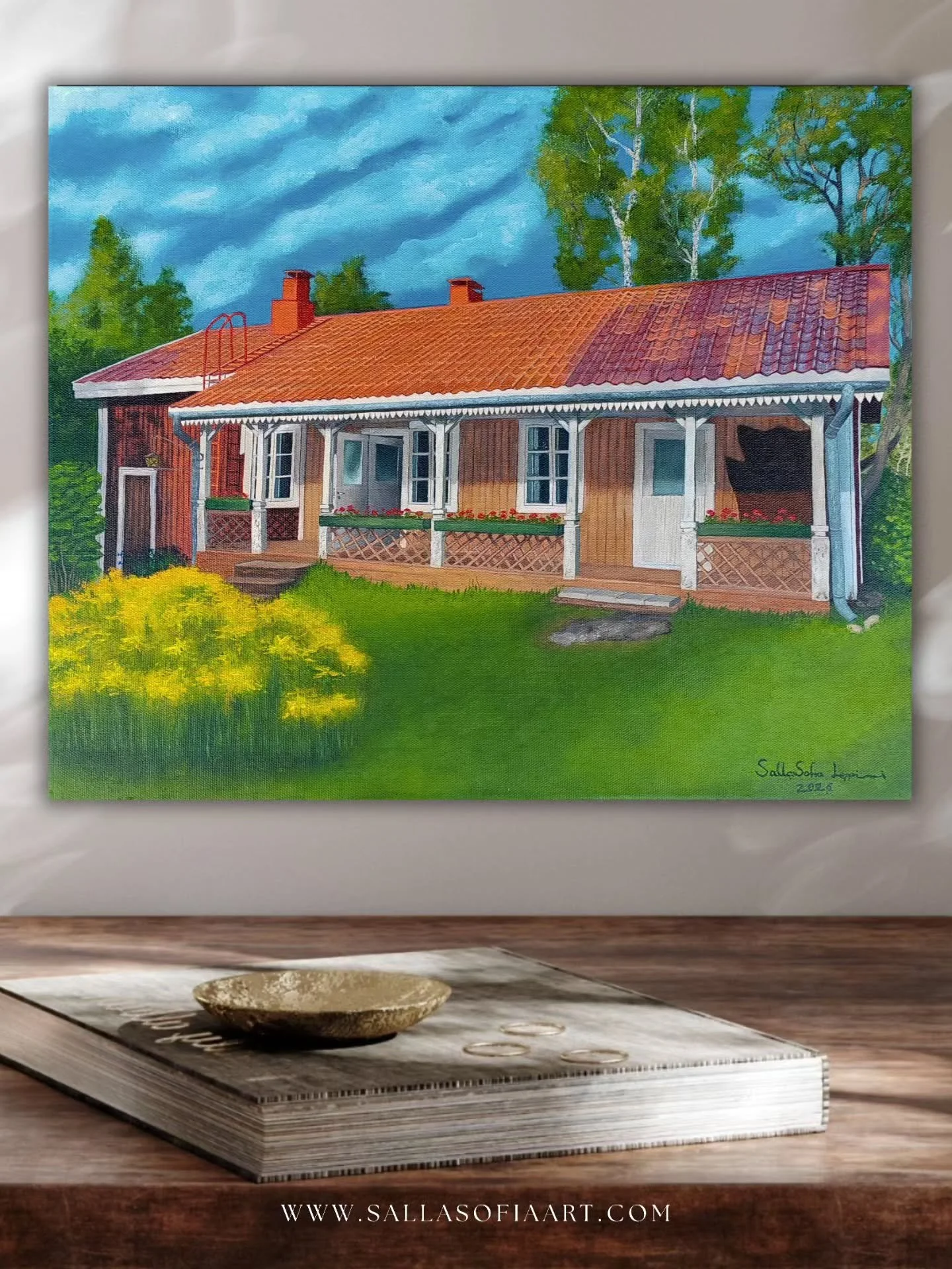 "Pirtti"
46x38 cm
Akryyli puuvillalle
Tilausty&ouml;

#tilausteos #meaningfulart
#homedecor #homedecor