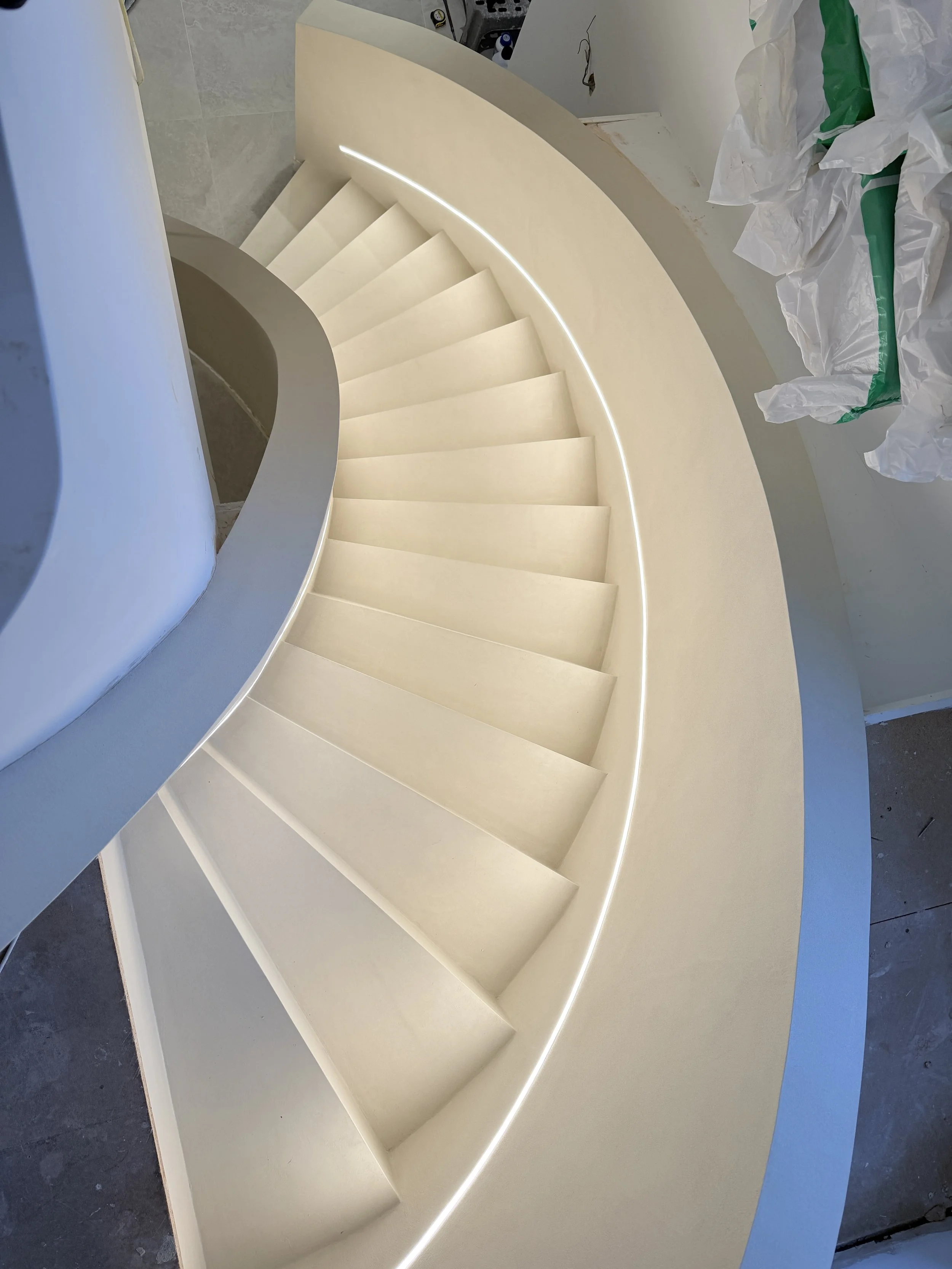 Curved microcement staircase in Liverpool