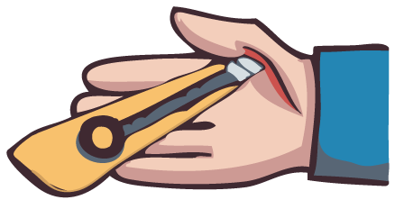 Illustration d'une main entaillée par un cutter.