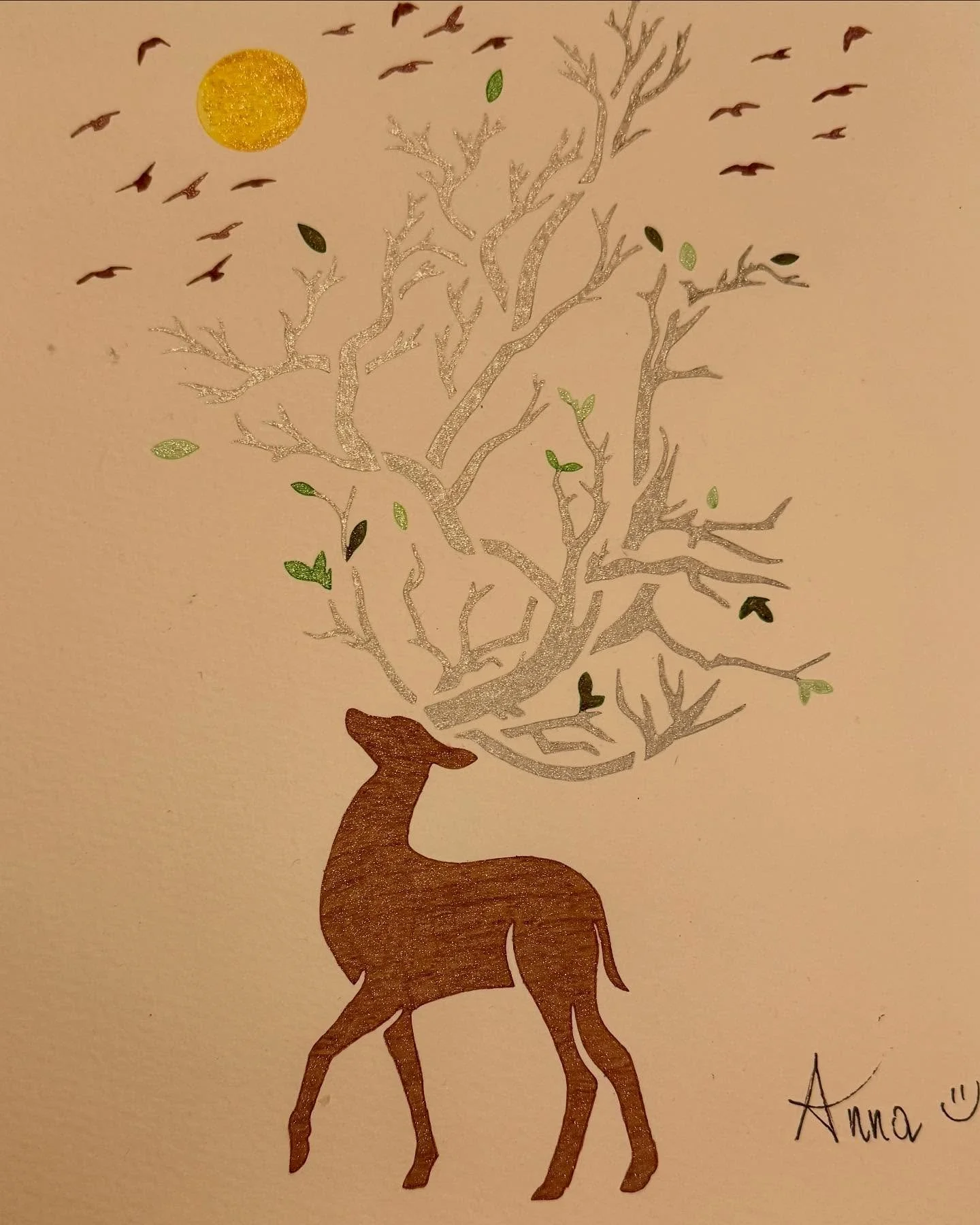 Der stolze Hirsch

Im Morgenlicht, so still und frei,
steht stolz ein Hirsch mit gro&szlig;em Geweih.
Er schaut ins Tal, er tr&auml;gt es breit &ndash;
ein K&ouml;nig in der Winterzeit.

Die Zweige funkeln, kalt und klar,
sein Blick ist ruhig, wunder