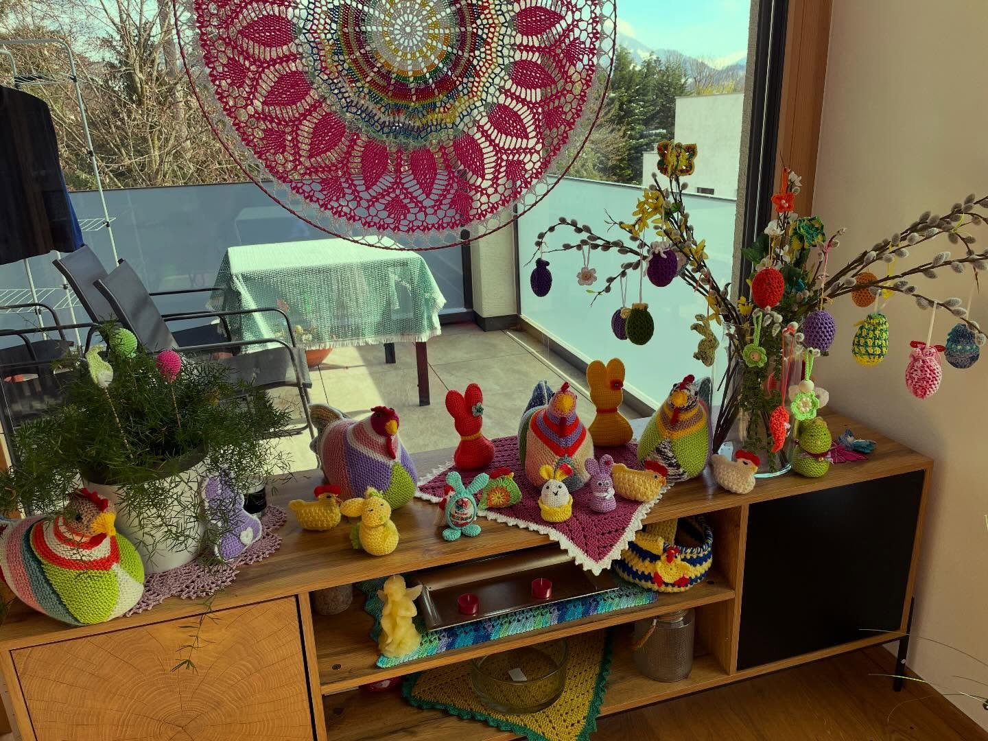 Meine selbst geh&auml;kelte gestrickte Osterdeko 🐇🥚🐔🐓🐣❤️🐣