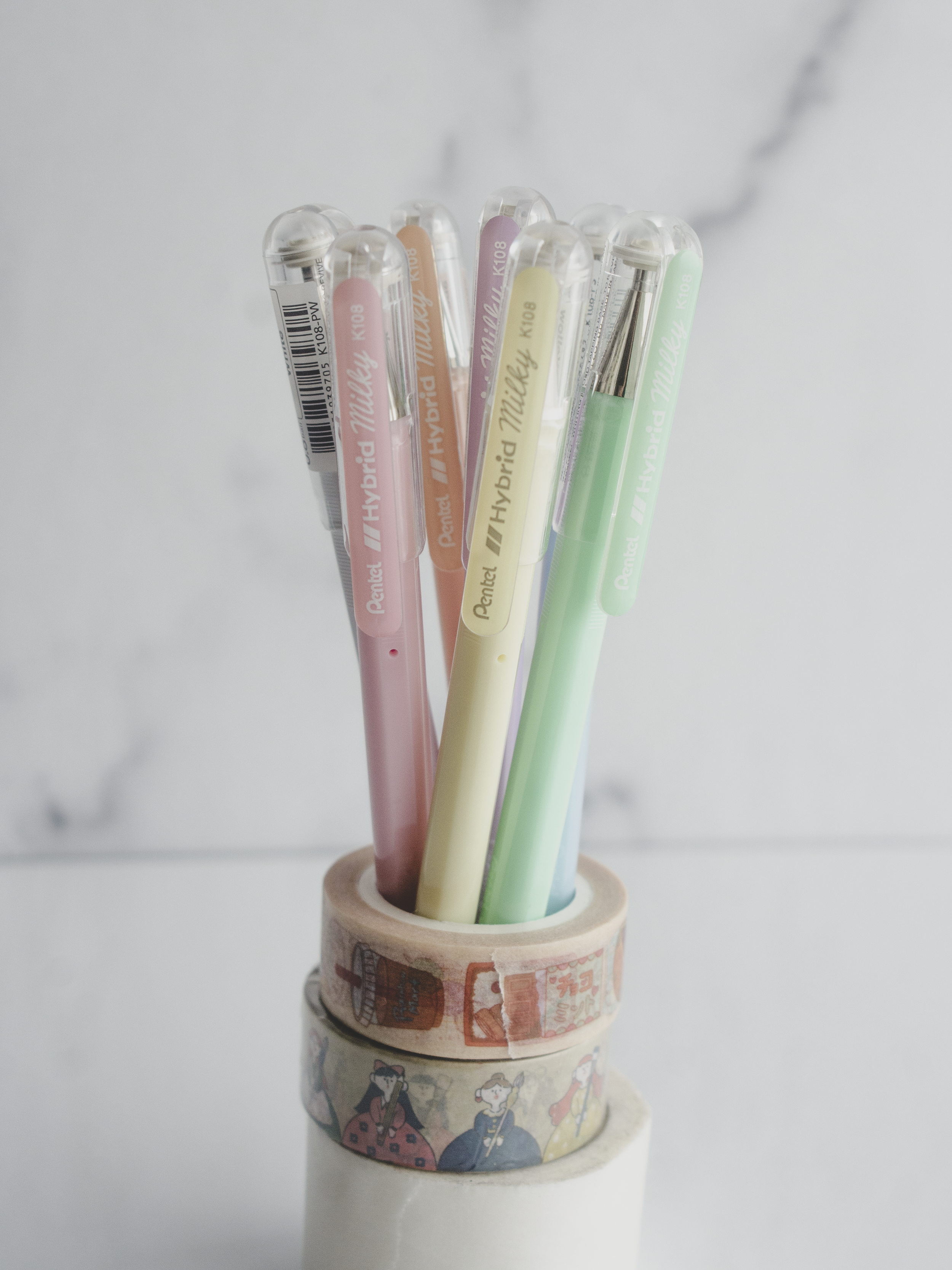 Pentel Hybrid Milky Gel Pen - Set of 7