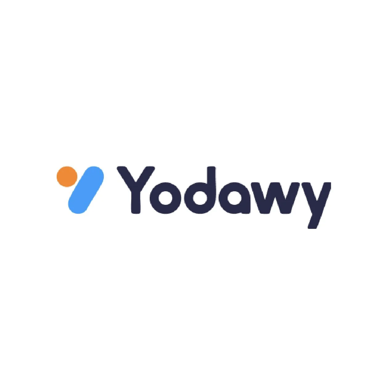 Yodawy logo featuring a stylized orange dot, blue elongated oval, and the word "Yodawy" in dark blue font.