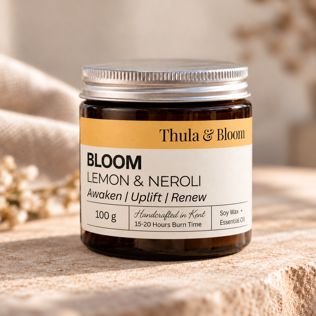 Amber Travel Candle with Lid 100g