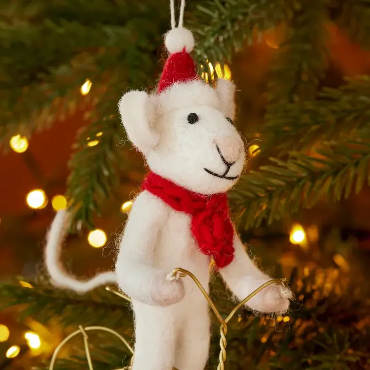 Felt Mouse On Bike Decoration