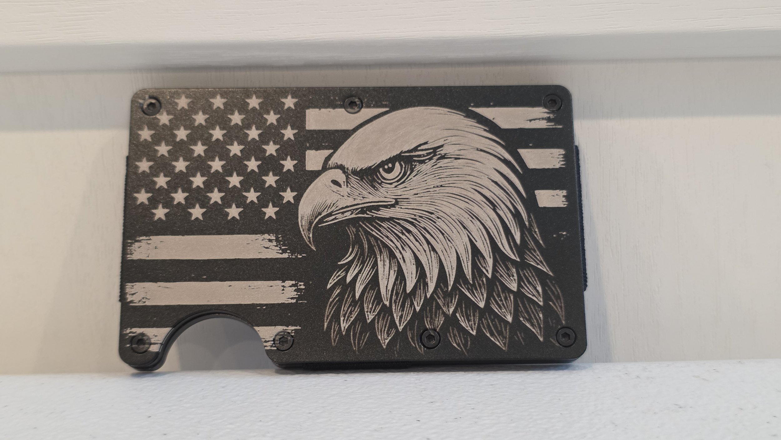 Patriotic Laser Engraved RFID Wallet – American Flag & Bald Eagle Minimalist Wallet | RFID Blocking