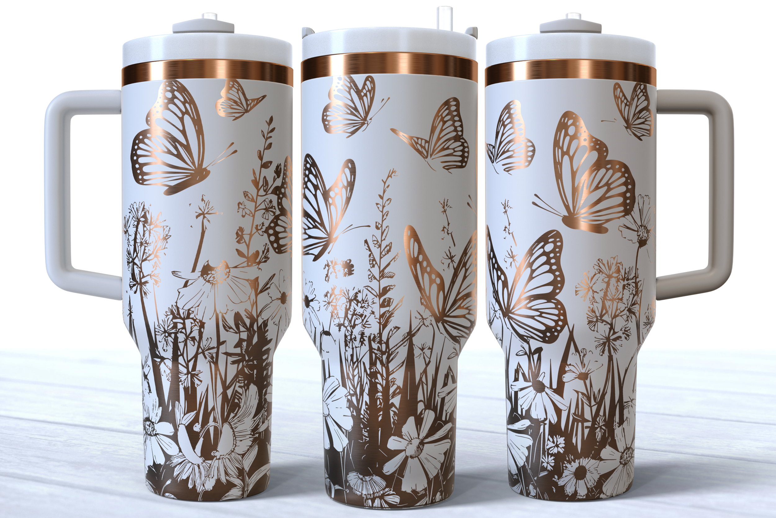 Copper Butterfly Floral 30 oz. Insulated Tumbler