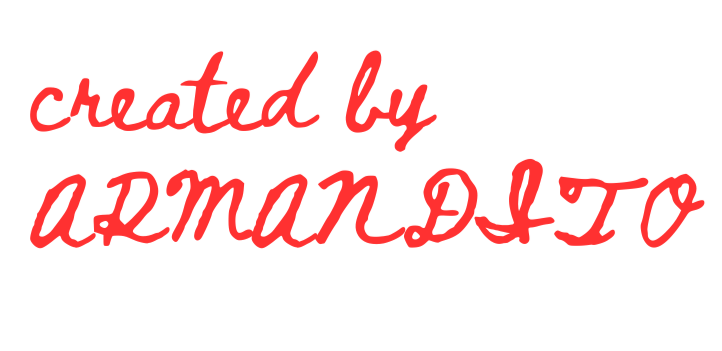 Red handwritten text on black background that says "created by ARMANDITO".
