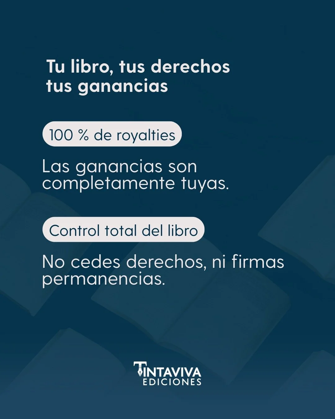 100 % derechos. 100 % beneficios.

En Tinta Viva, el valor de tu obra siempre te pertenece. &iexcl;Solicita cita con tu editor, escr&iacute;benos!