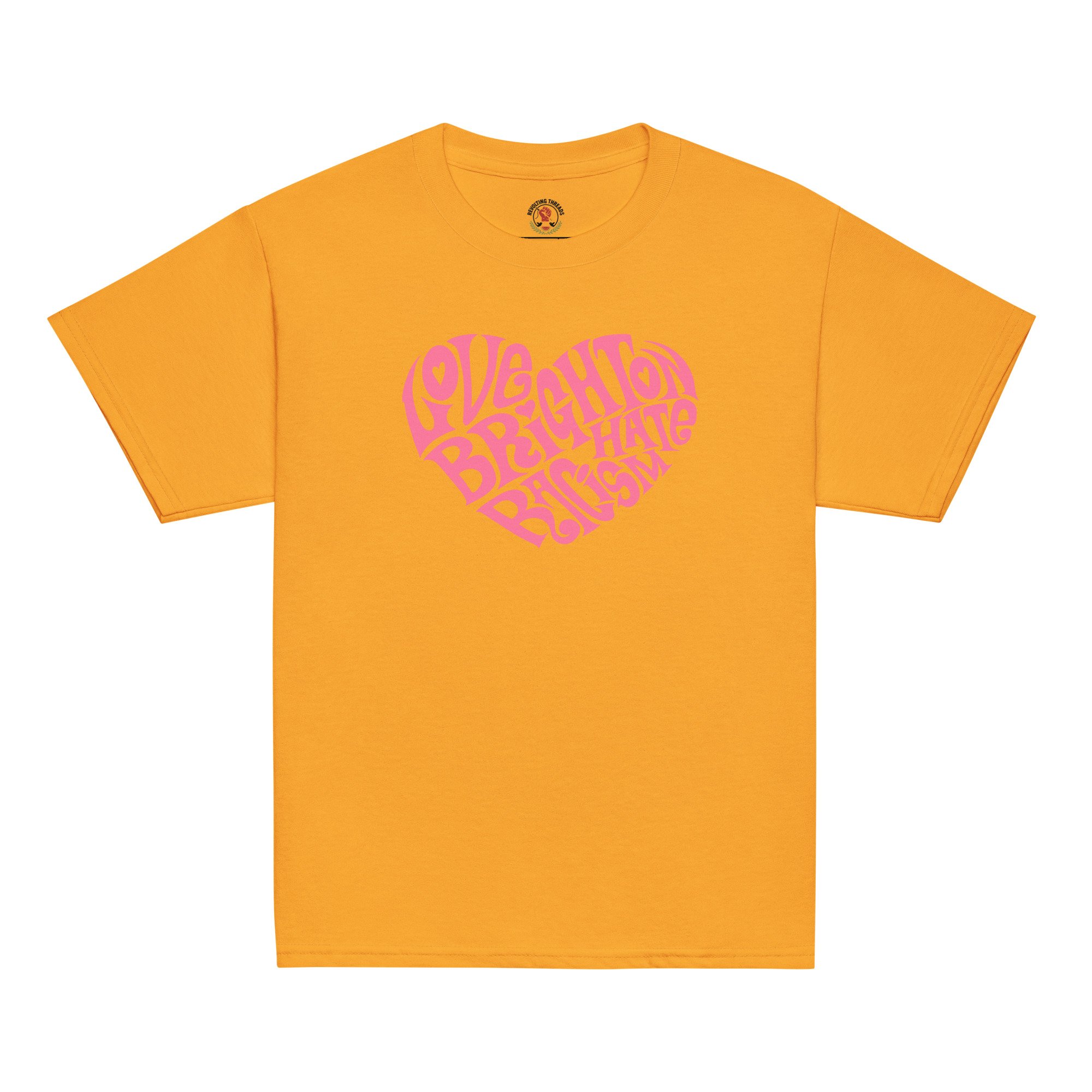 Kids Love Brighton Hate Racism Tee - Yellow