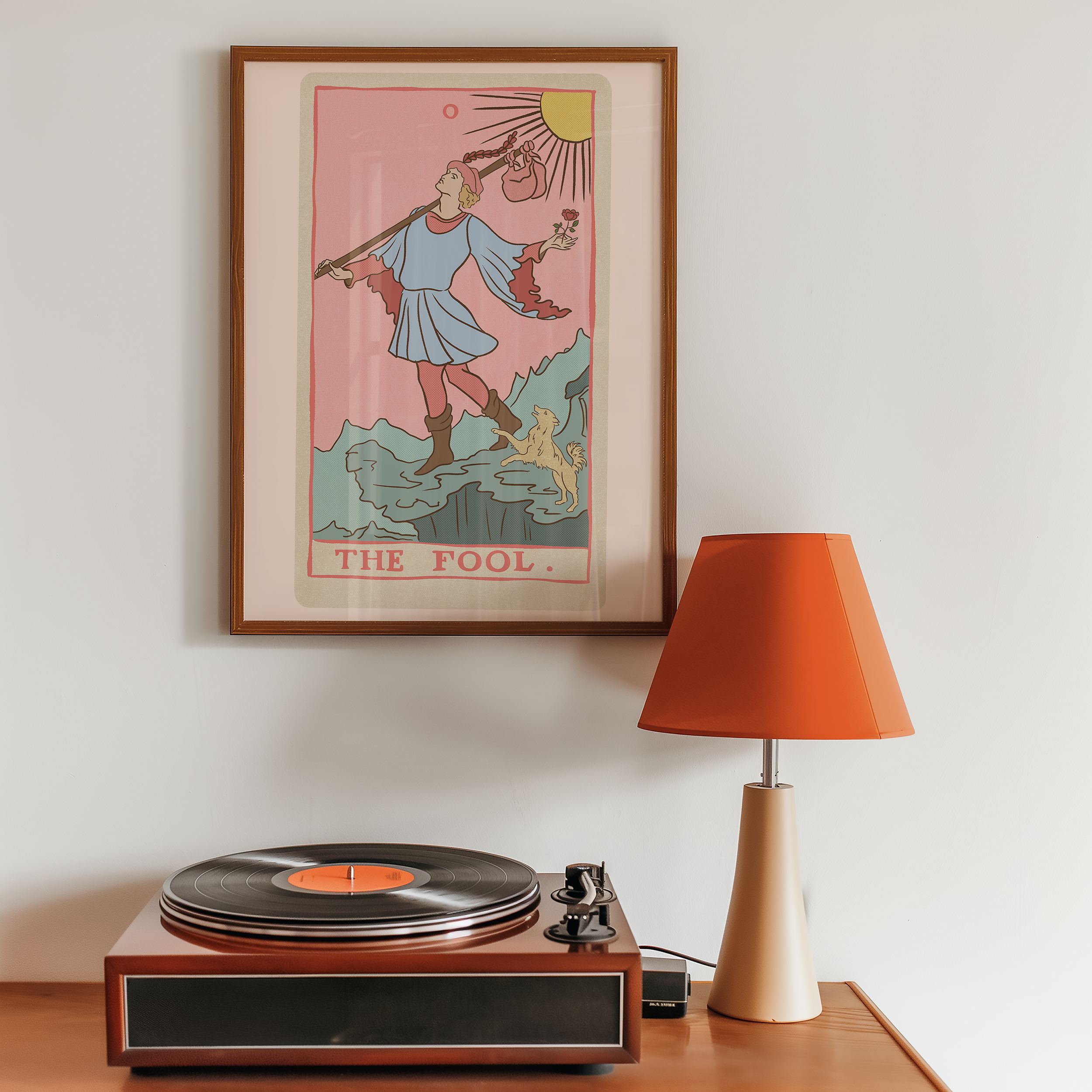 The Fool tarot card print, feminine pink witchy spiritual decor poster print.