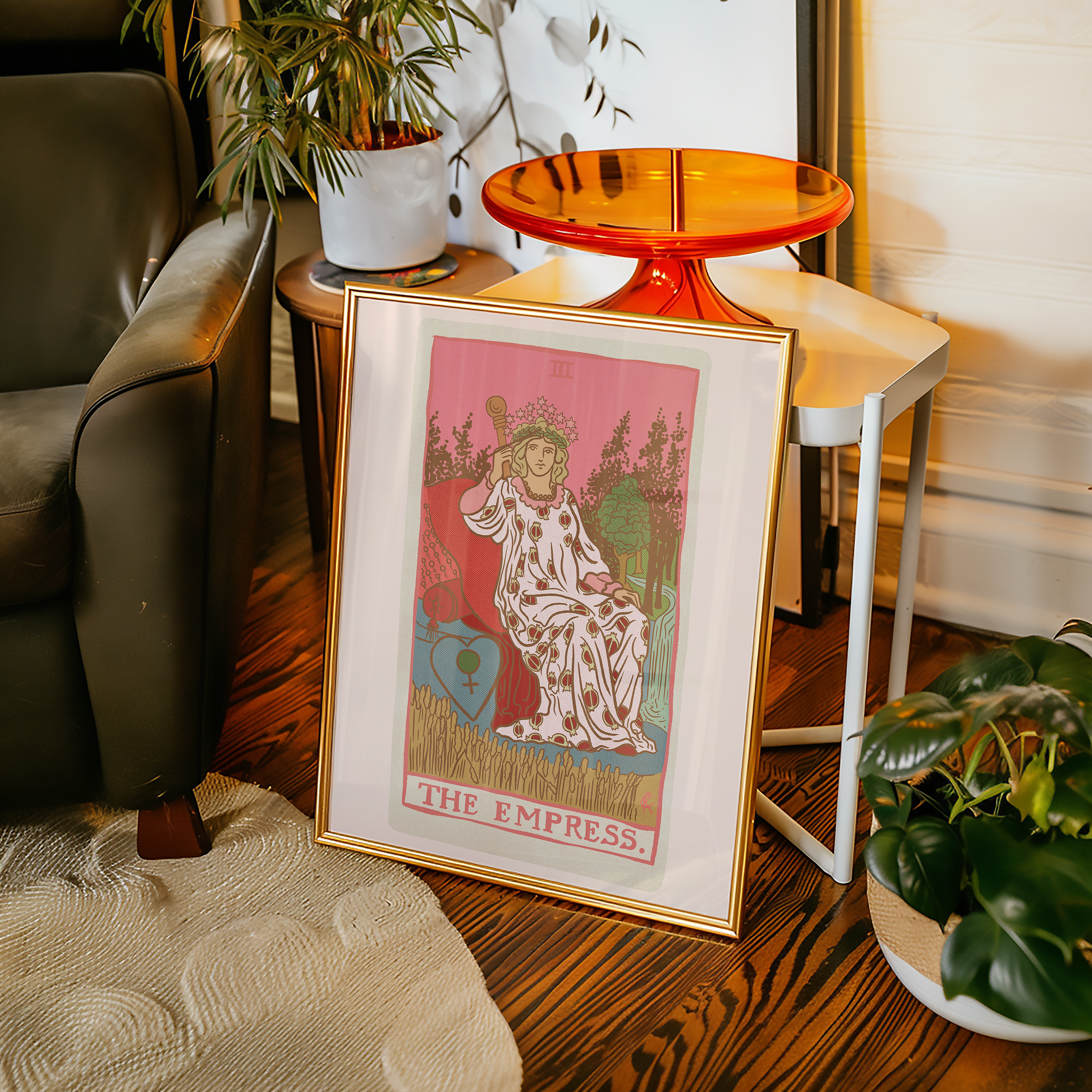 The Empress tarot card print, feminine pink witchy spiritual decor poster print.