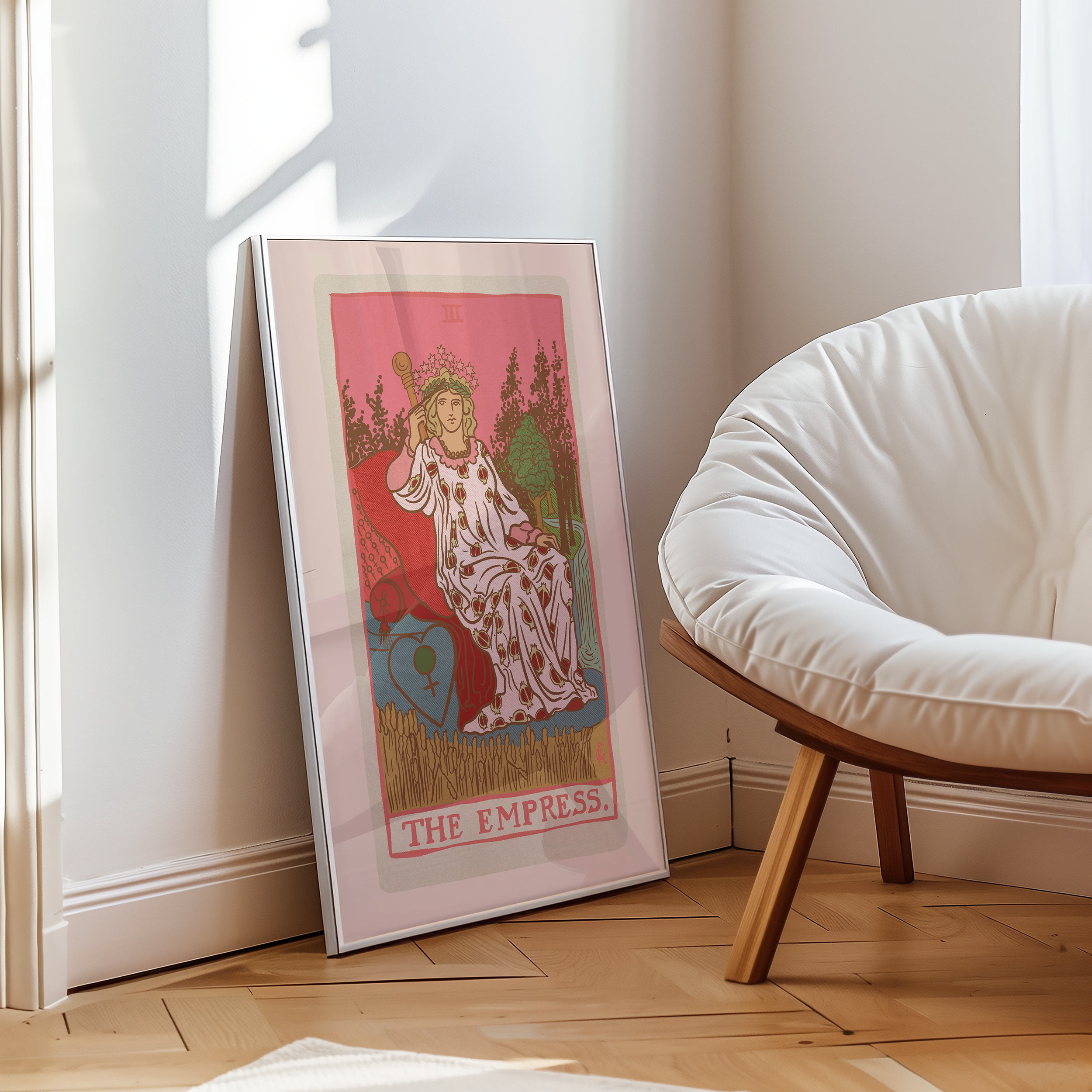 The Empress tarot card print, feminine pink witchy spiritual decor poster print.