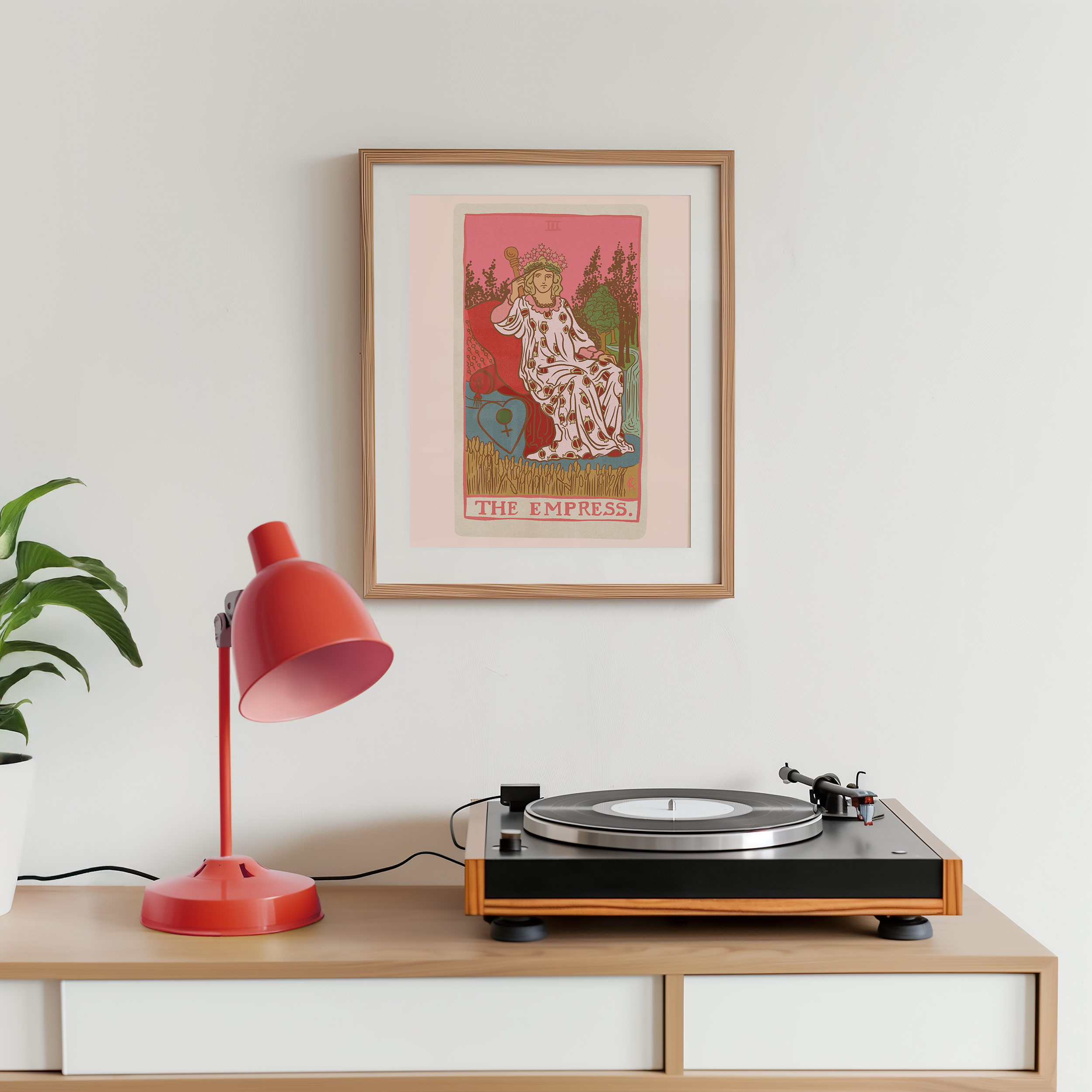 The Empress tarot card print, feminine pink witchy spiritual decor poster print.