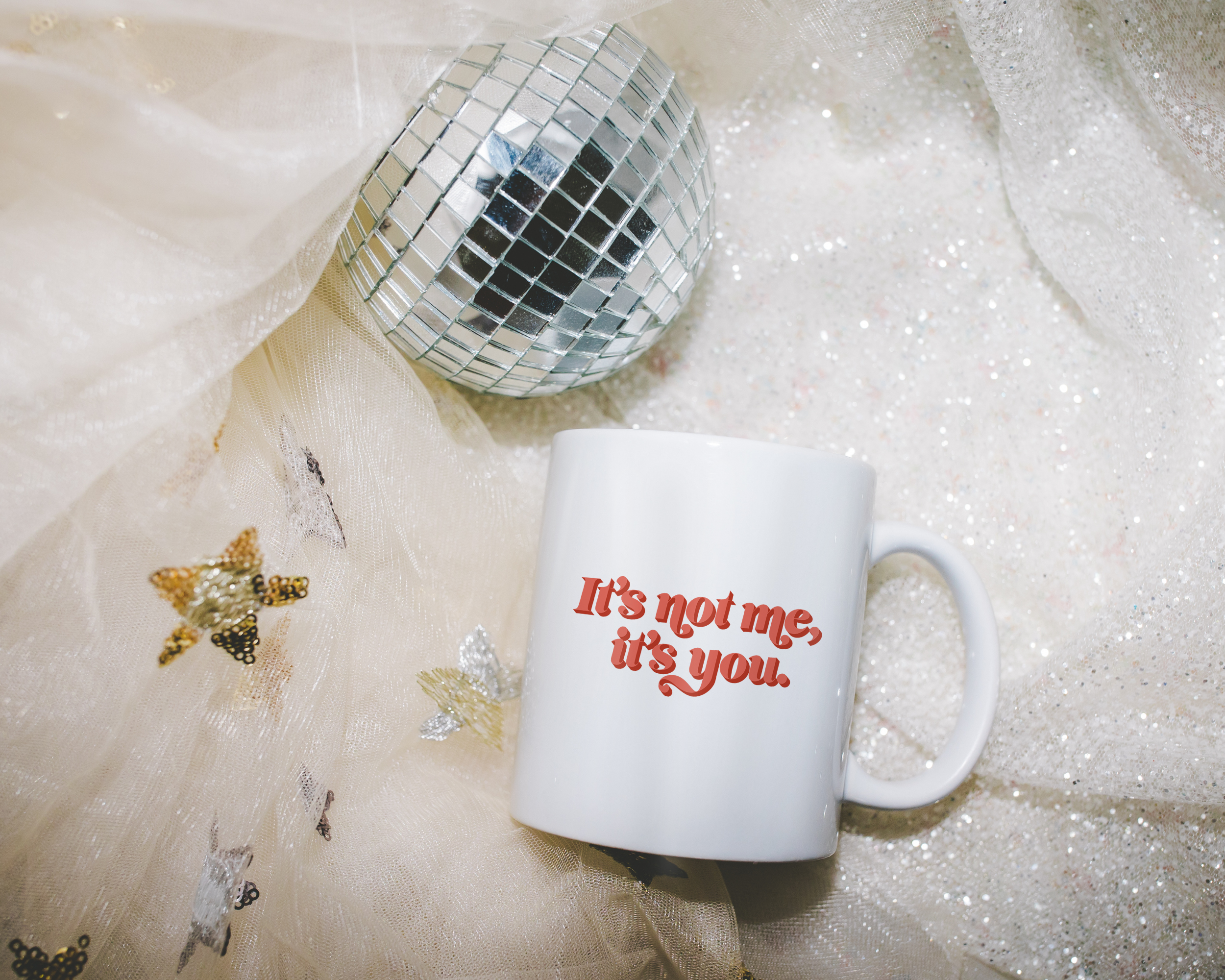Sassy dopamine decor White coffee mug that says "it's not me it's you" in a retro vintage style red font. Available in 11oz and 15oz