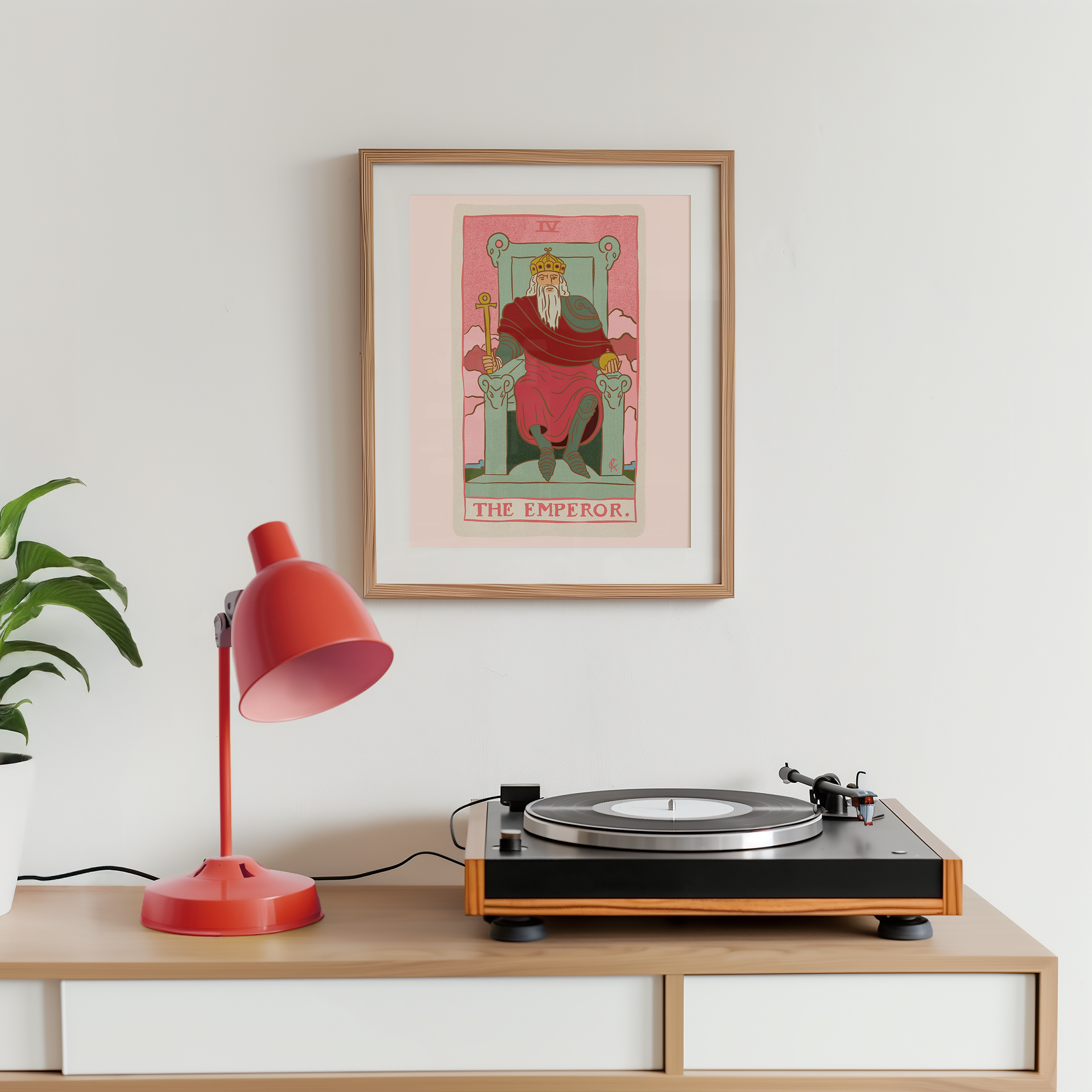 The Emperor tarot card print, feminine pink witchy spiritual decor poster print.