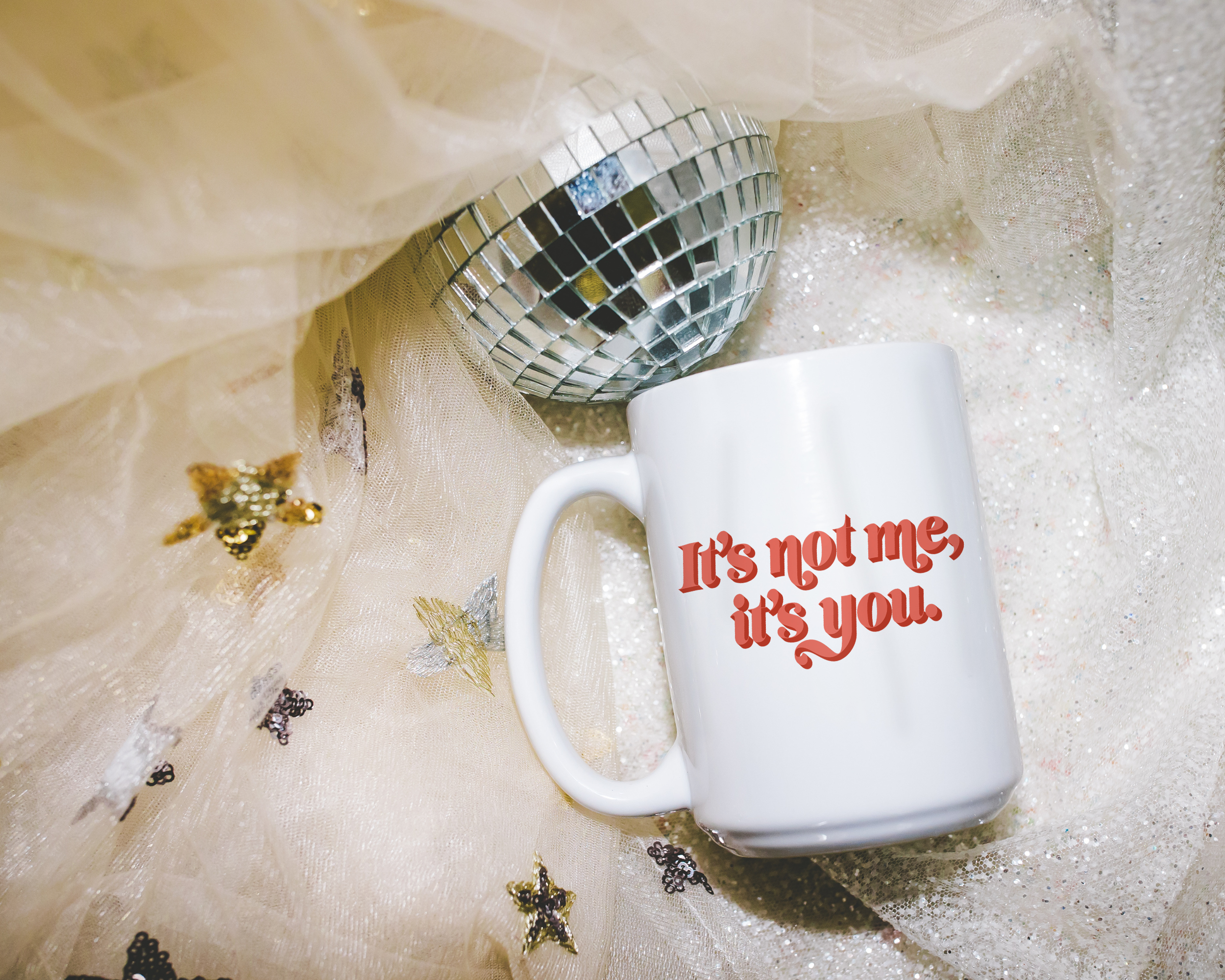 Sassy dopamine decor White coffee mug that says "it's not me it's you" in a retro vintage style red font. Available in 11oz and 15oz