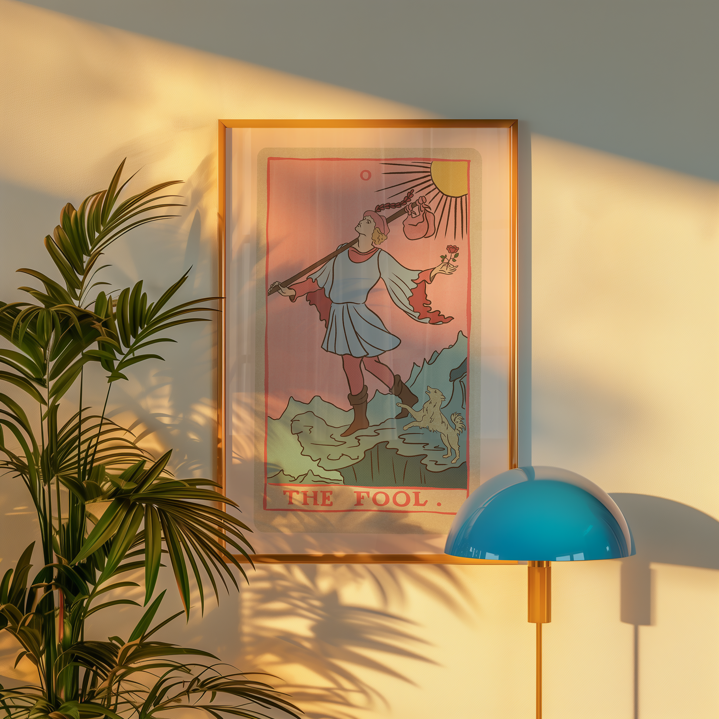 The Fool tarot card print, feminine pink witchy spiritual decor poster print.