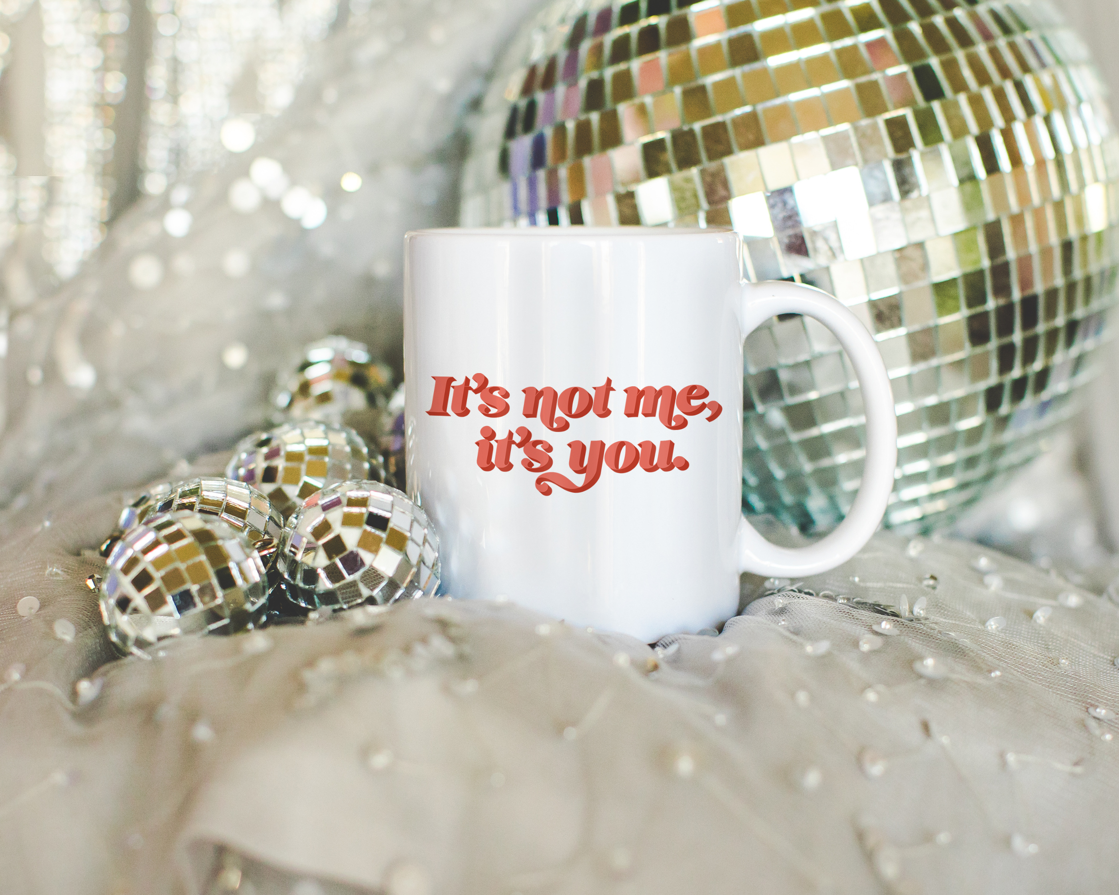 Sassy dopamine decor White coffee mug that says "it's not me it's you" in a retro vintage style red font. Available in 11oz and 15oz