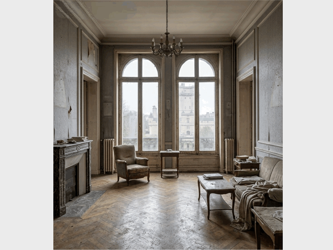 Vue Avant/Après d'un appartement de grand standing en cours de rénovation à Vincennes.