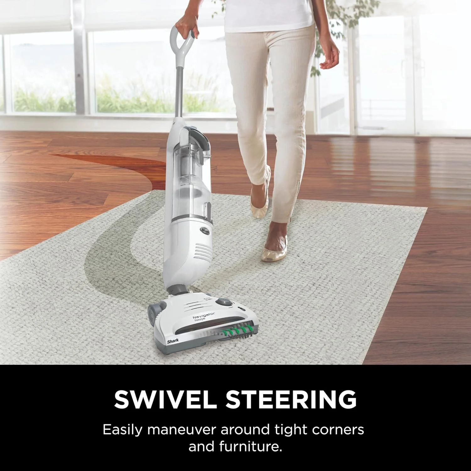 Shark SV1106 Navigator Freestyle Upright Bagless Cordless Stick Vacuum for Carpet, Hard Floor and Pet with XL Dust Cup and 2-Speed Brushroll, White/Grey
