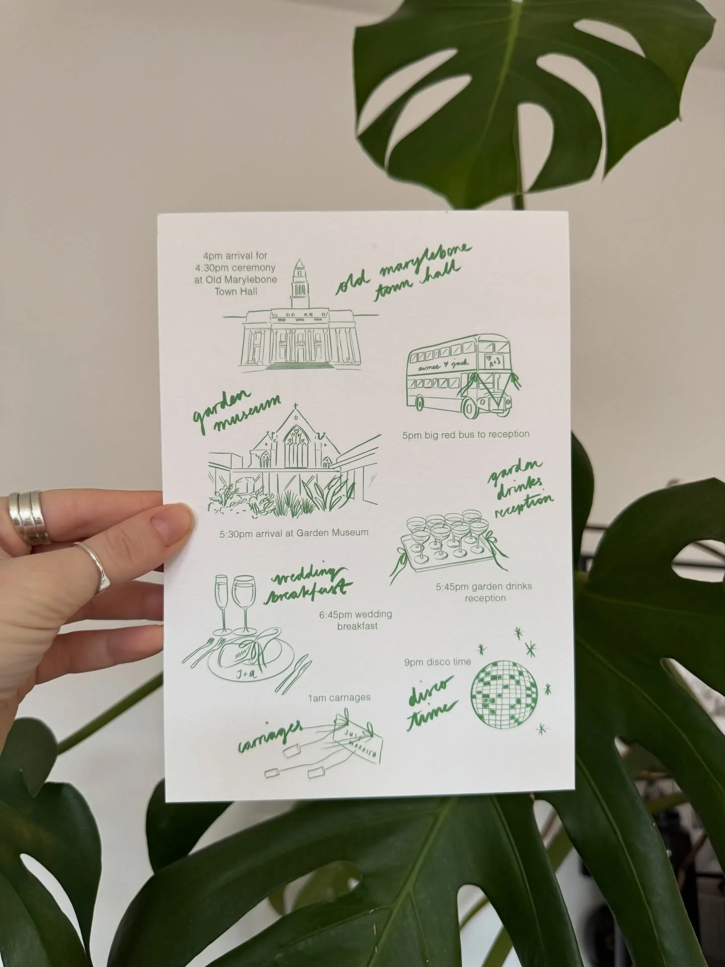 MEET ME AT THE TOWN HALL 🤍 details shot of the illustrated timeline back of Jack &amp; Aim&eacute;e&rsquo;s beautiful invites 🪩 a fun way to give guests a sneak peek of what&rsquo;s to come! Happy Valentines, Ellio T lovers 🏹

Luxury wedding invit