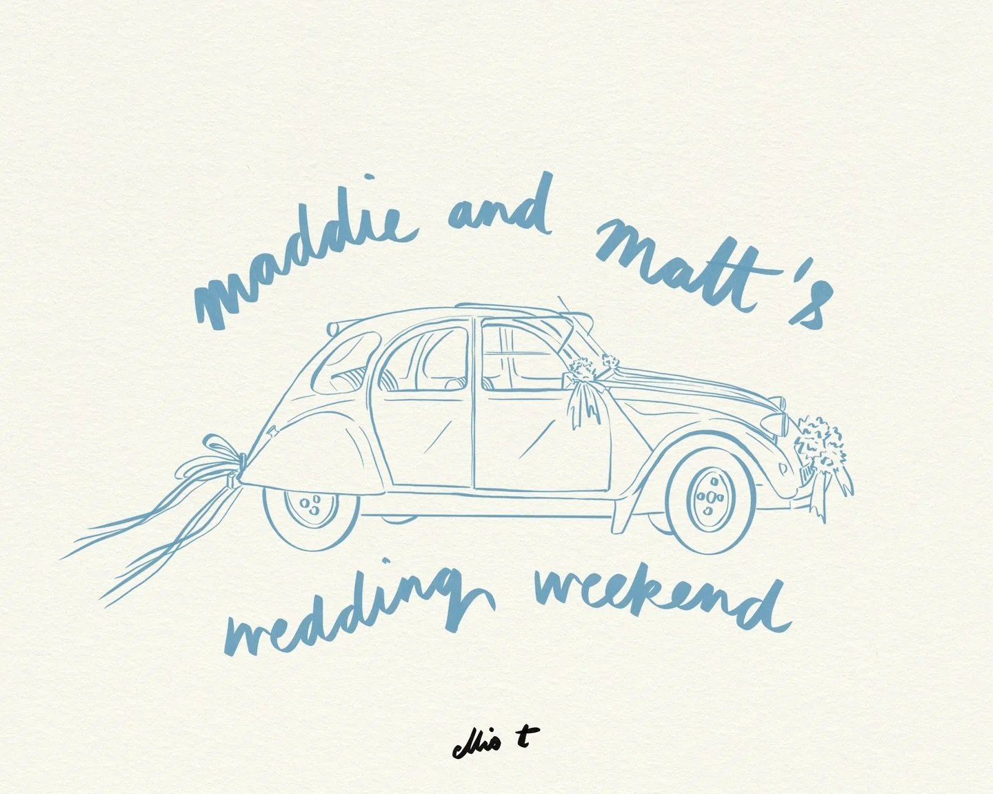 One of my favourite bespoke illustrated projects recently&hellip; Maddie &amp; Matt&rsquo;s wedding weekend Save the Date! I cannot wait to design into the rest of this weekend 🧡