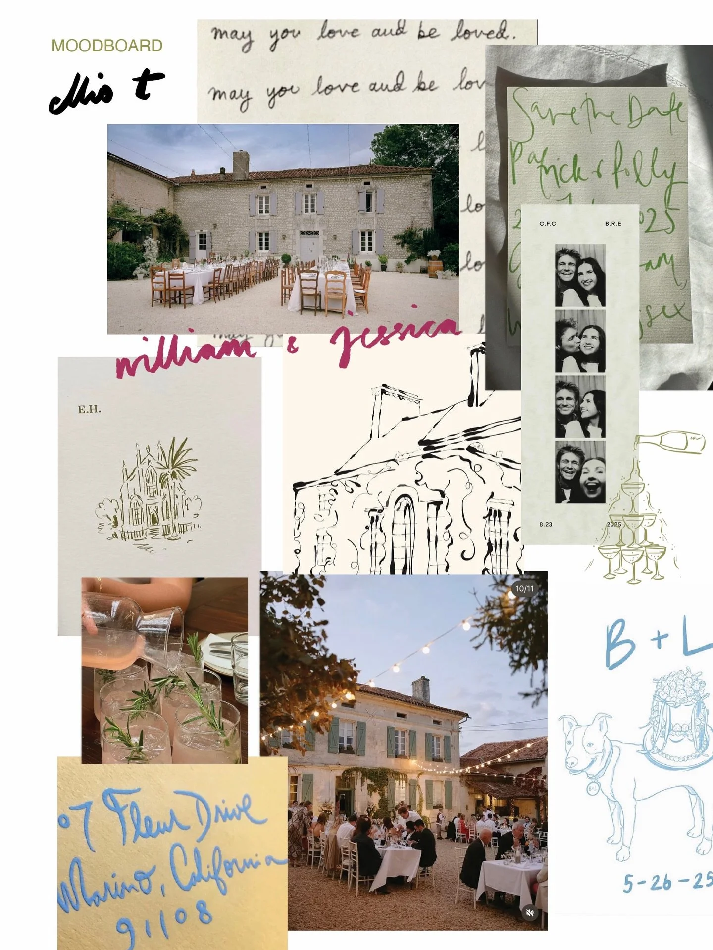 𝙴𝚕𝚕𝚒𝚘 𝚃 𝙼𝚘𝚘𝚍𝚋𝚘𝚊𝚛𝚍𝚜: Some more work and the moodboard for bespoke design for Jess &amp; Will in July 🌞 hand written details and personalised meaningful illustrations, in pop floral bright colours. This is going to be a special one 💛

