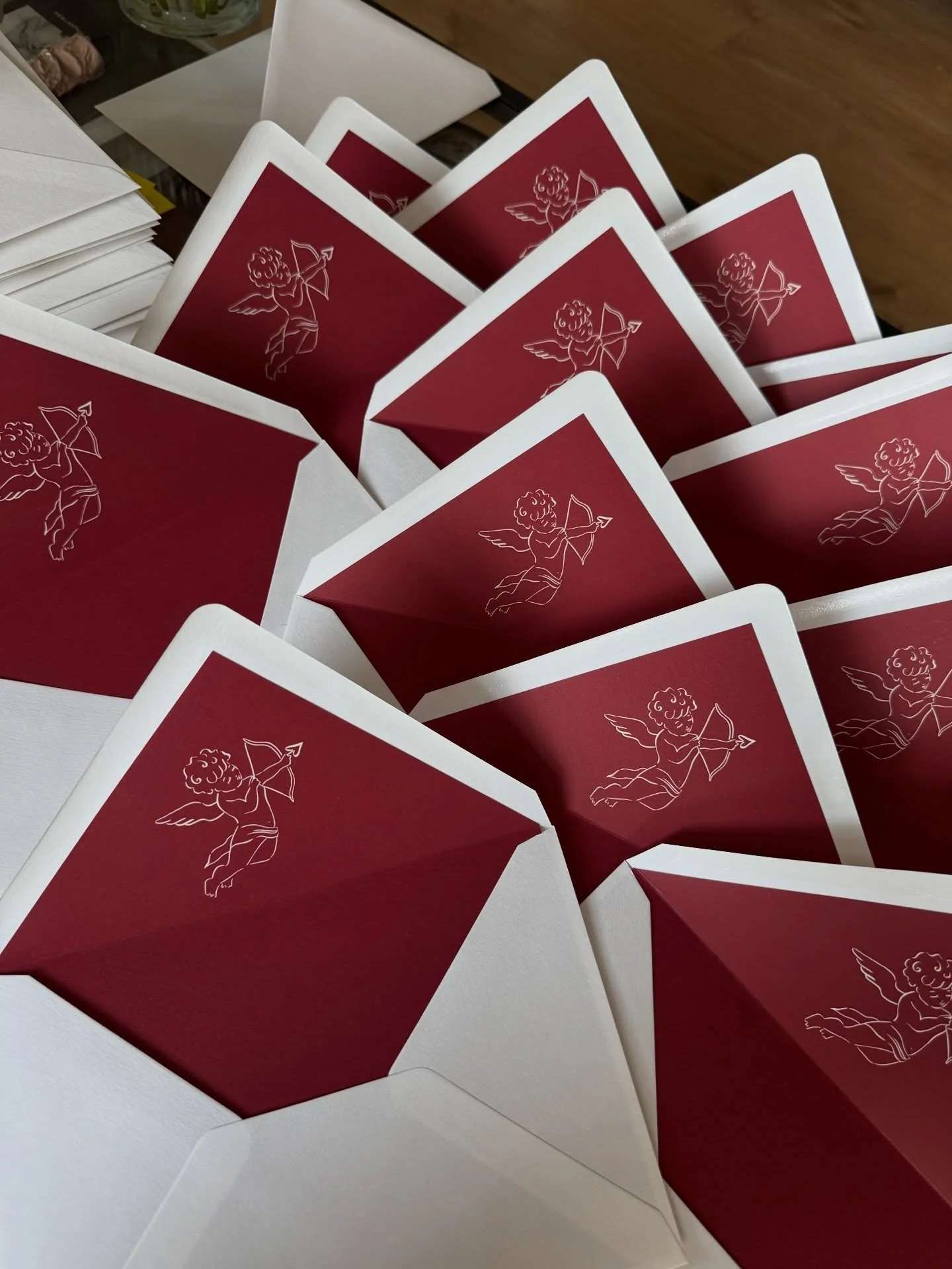 🏹❣️ the sweetest Cupid envelope liners for Ria &amp; Miles&hellip; a taste of what&rsquo;s to come *On the Day*. All envelope liners are printed on heavy textured cardstock and then hand assembled ❣️