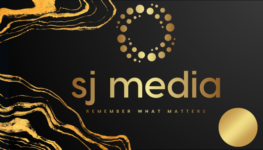 SJ Media logo with gold circles and lines on black background, and the tagline 'Remember What Matters'