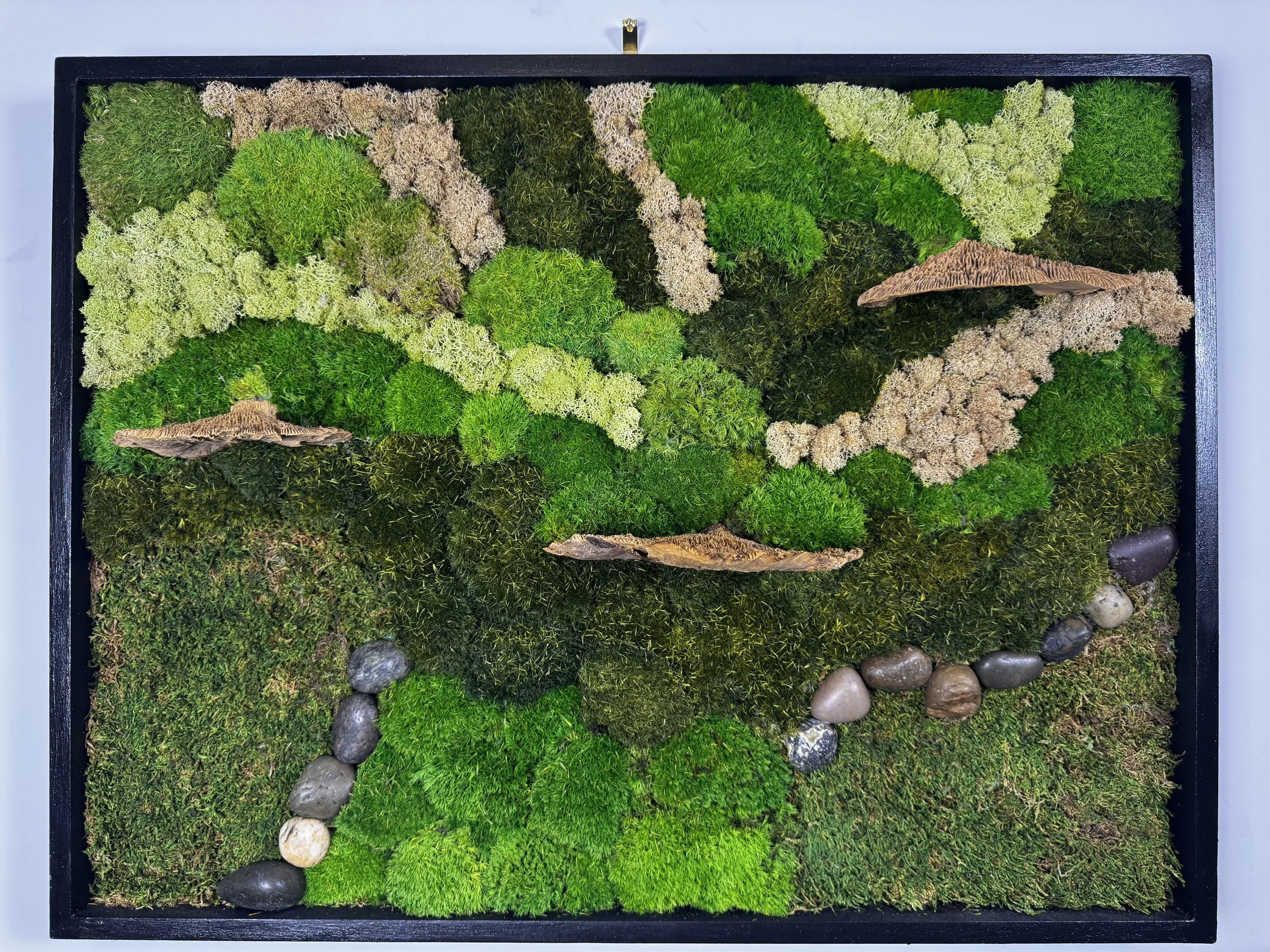 Biophilic moss art botanical abstract titled Reign by Sekelle Nathan