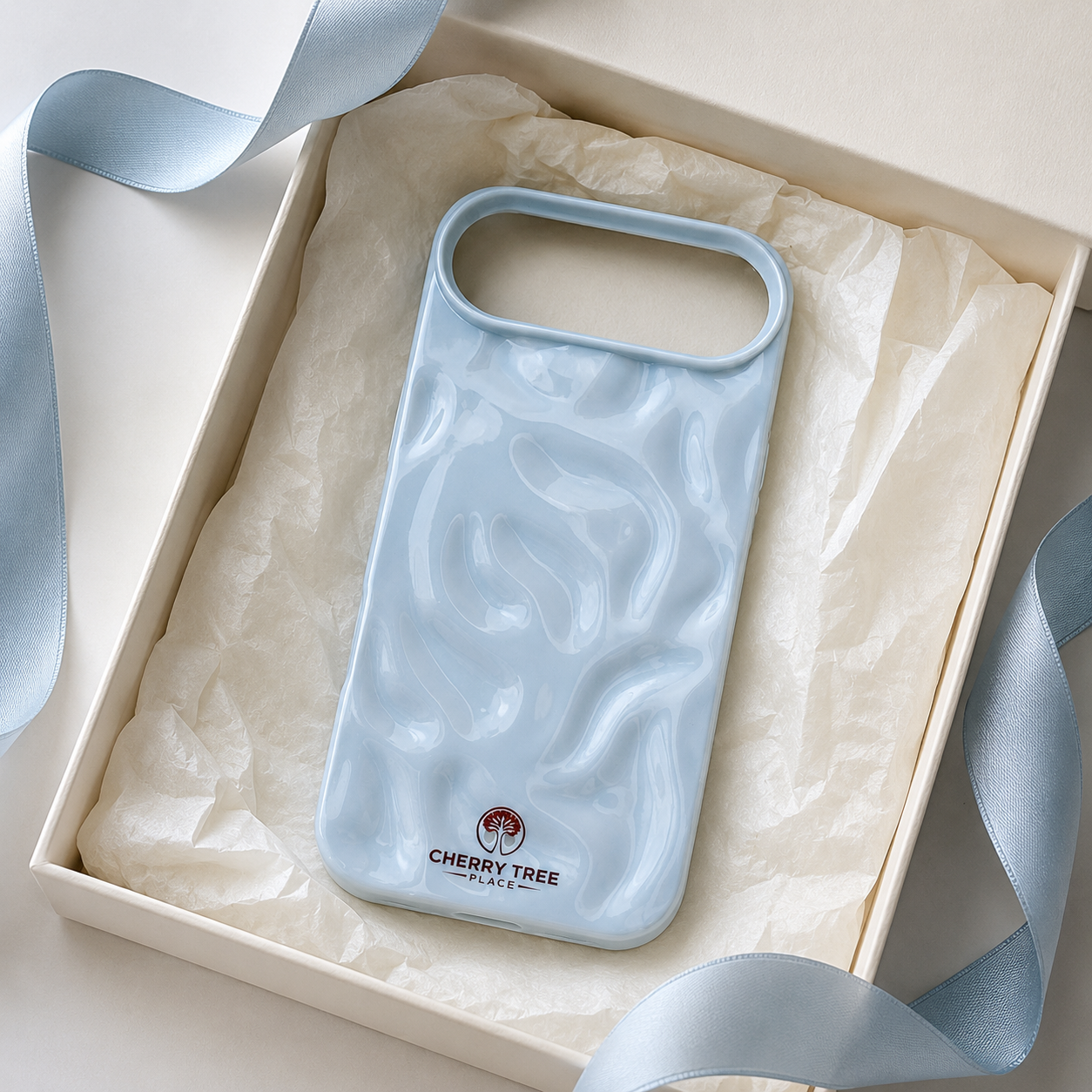 Pearlescent blue ripple phone case gift.png