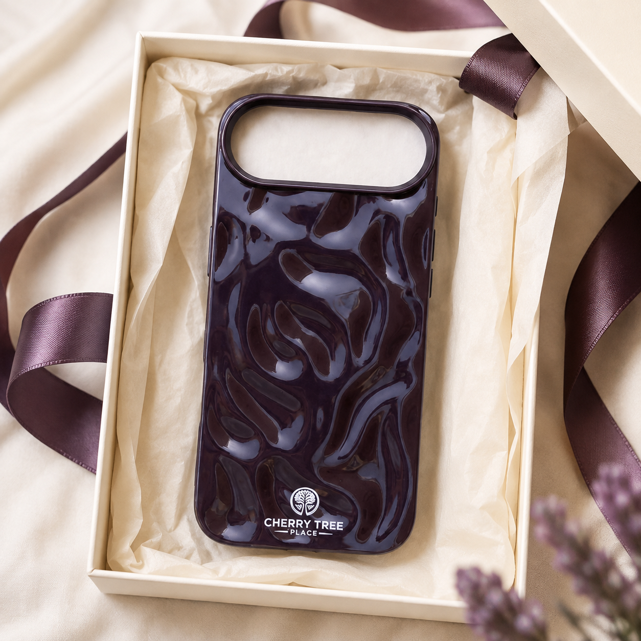 Glossy Plum Ripple Phone Case Gift Set.png