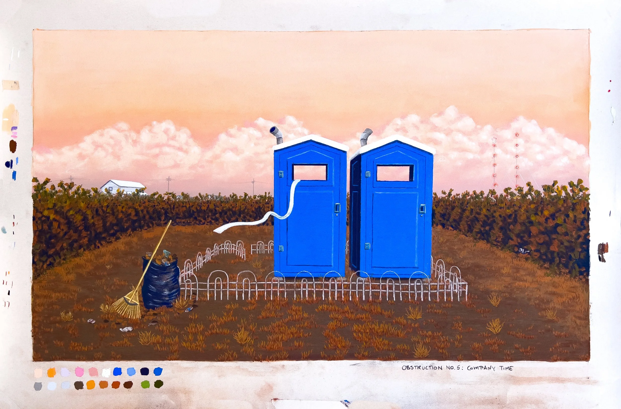 Obstruction no.5: Company Time, 2024, Pastel on paper, 24x36"