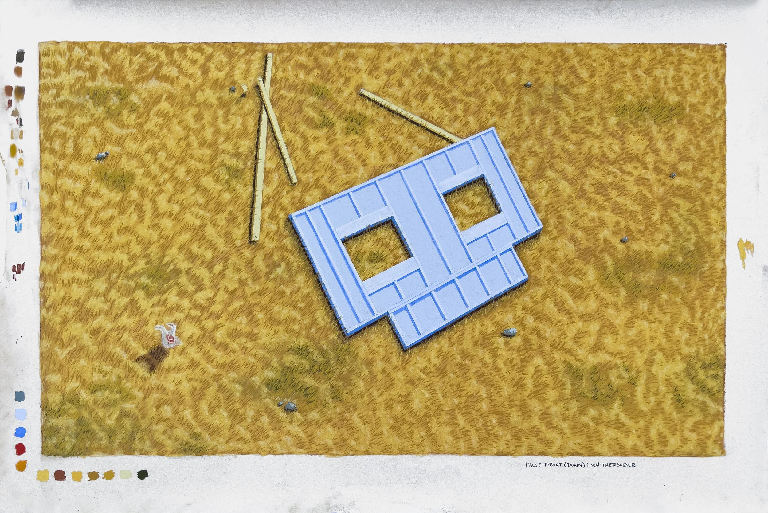 False Front (Down): Whithersoever, 2024, Pastel on paper, 27x40"