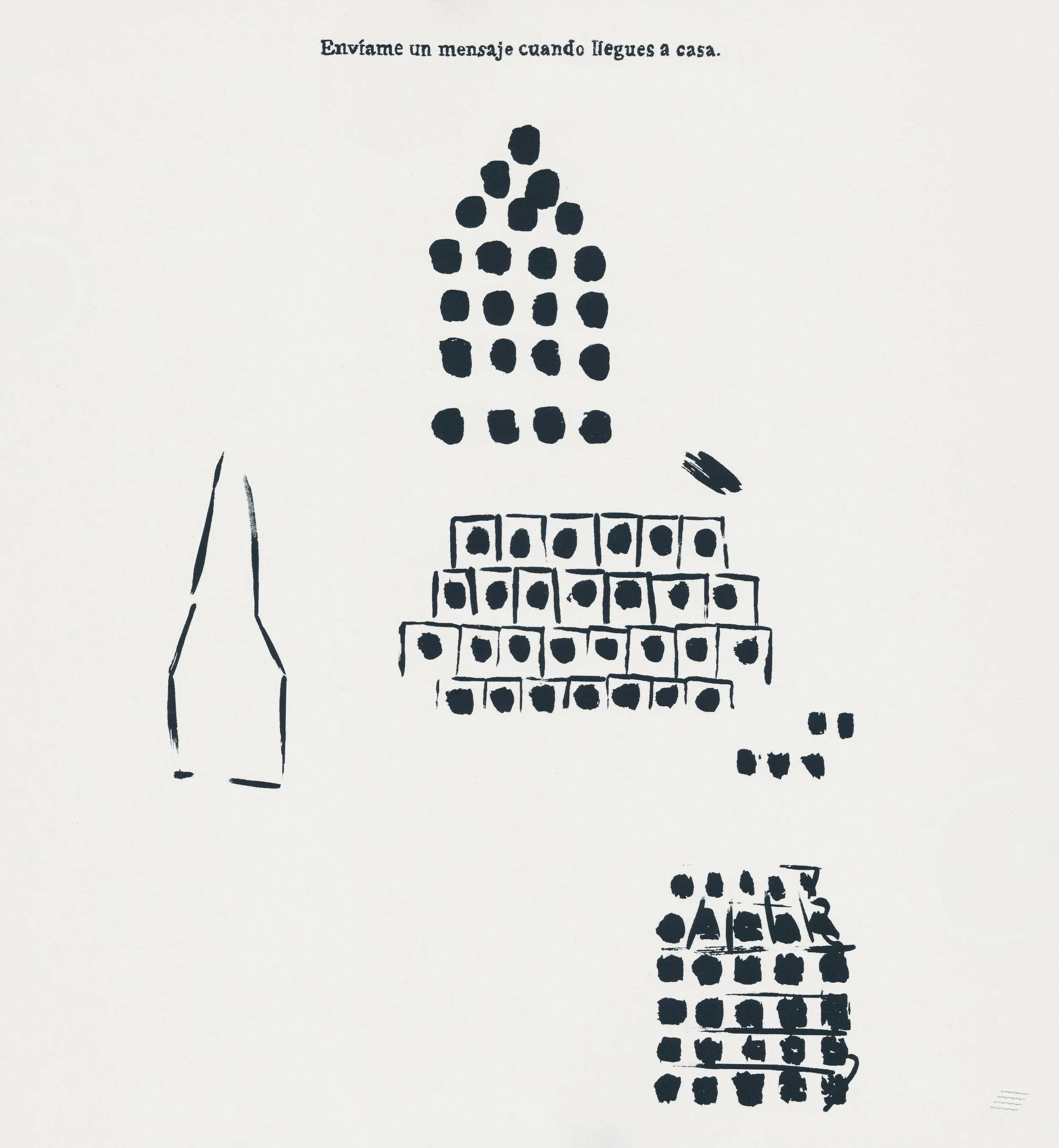 Envíame un mensaje cuando llegues a casa, 2023. Serigraph on paper. Cynthia "Marris" Juárez. Part of the portfolio exchange "Carlos Cortéz: 100 Años," Arceo Press.
