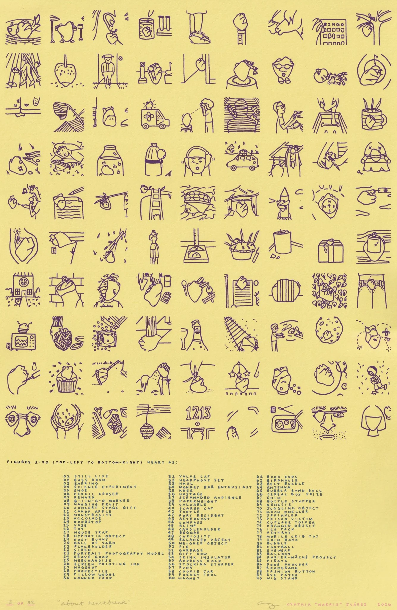 about heartbreak (Yellow), 2026. Serigraph on paper. Cynthia "Marris" Juárez.