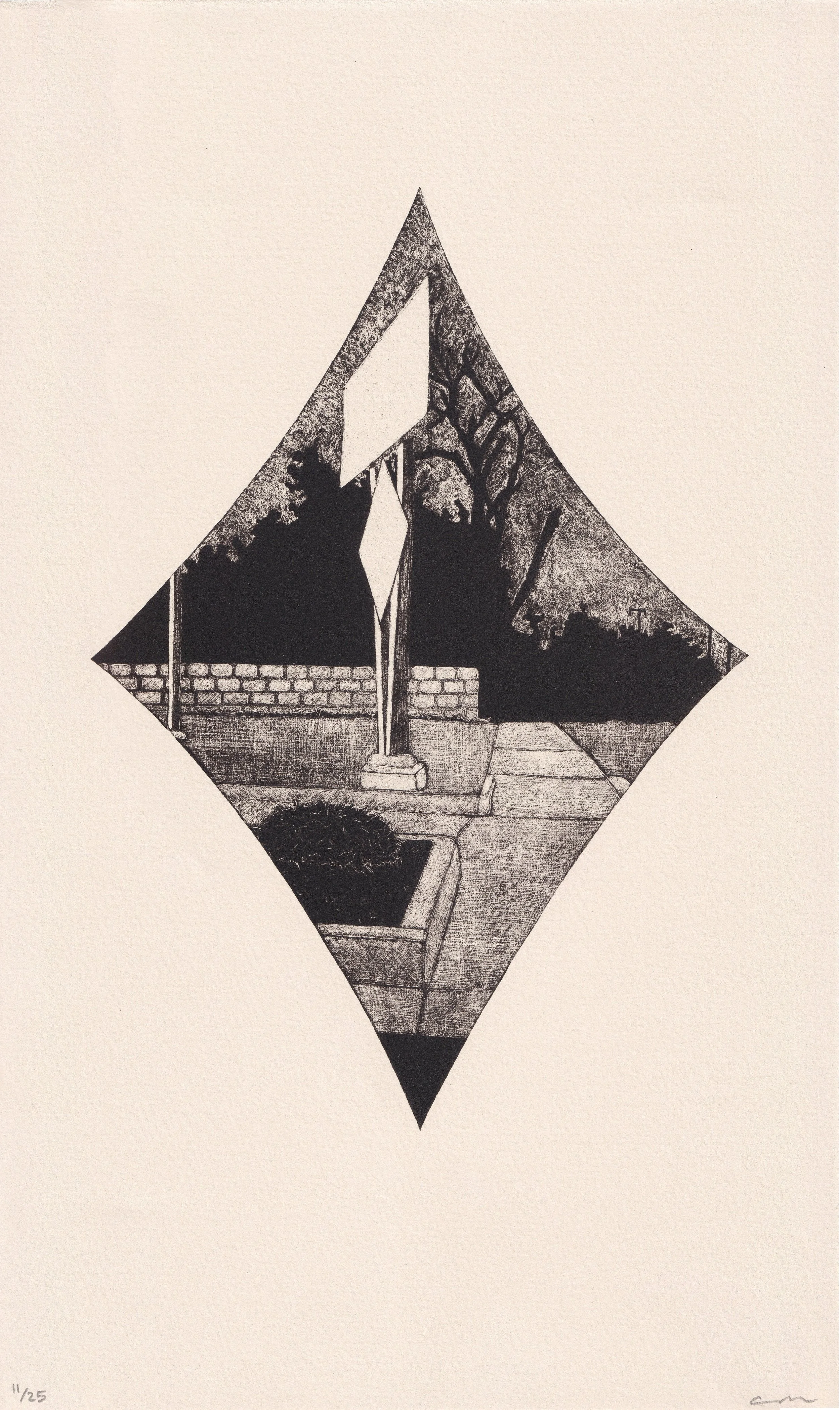 Albuquerque Walk I, 2019. Lithograph on paper. Cynthia "Marris" Juárez.