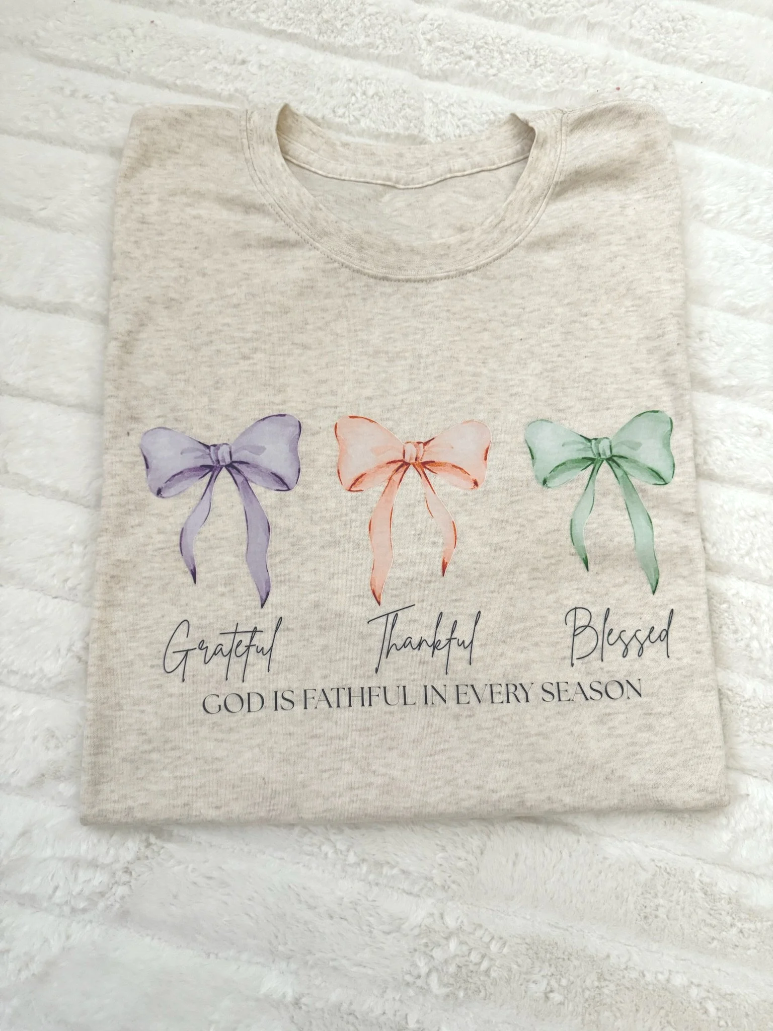 Grateful Thankful Blessed Bows Tee