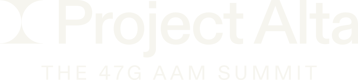 Logo for Project Alta and the 47G AAM Summit with black background and white text.