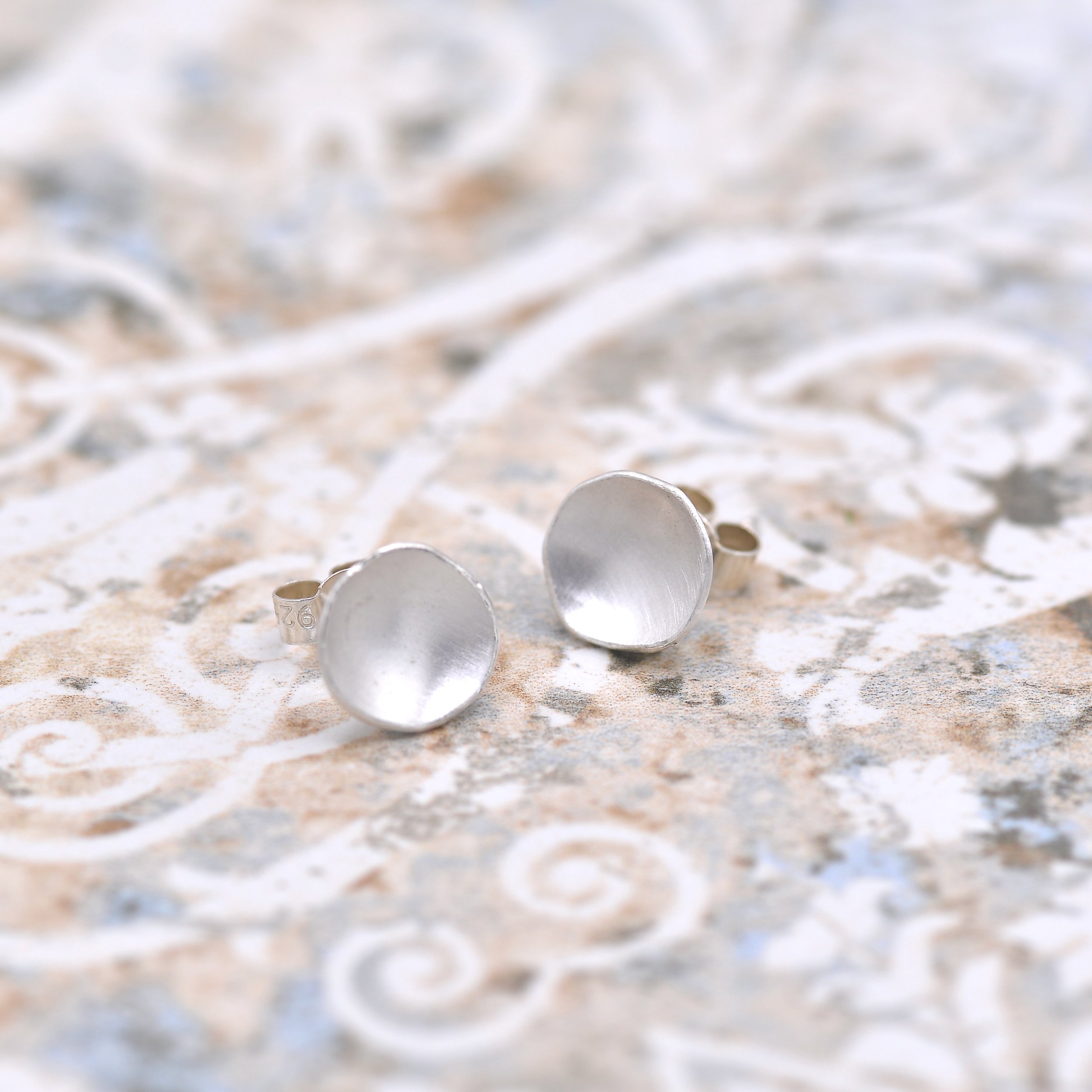 Matte Silver Domed Earrings
