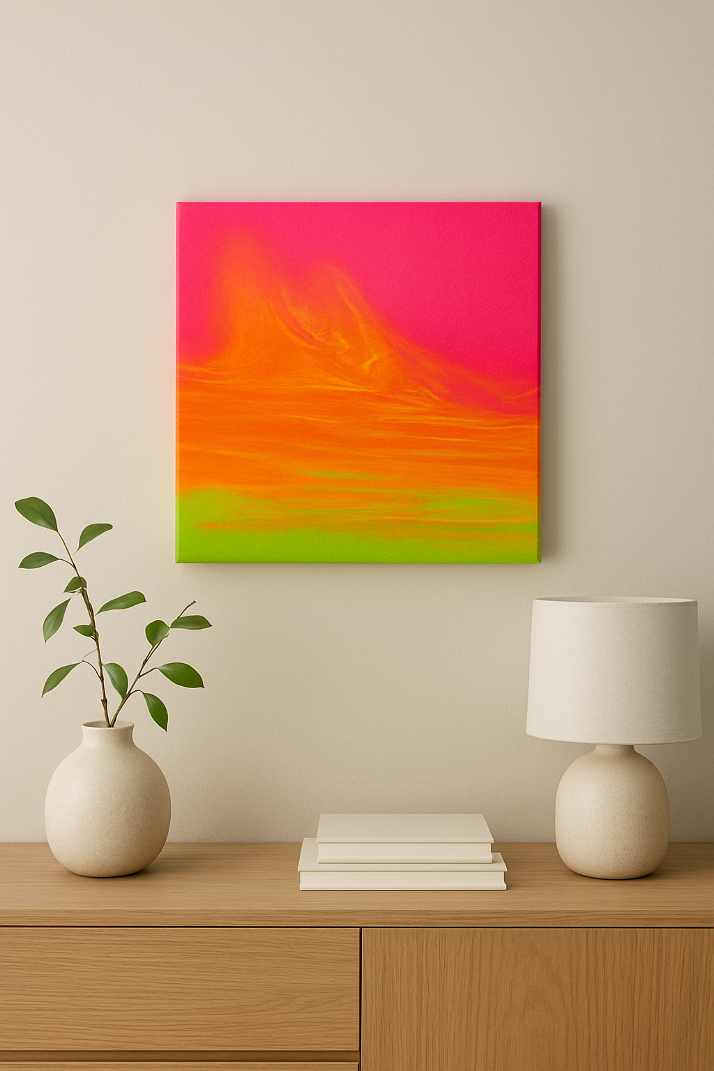 Colorful acrylic artwork and minimalist decor.png