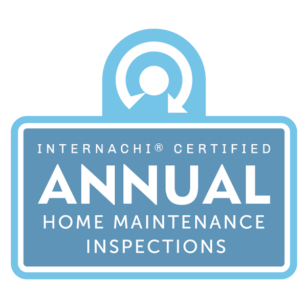 Blue certification badge for annual home maintenance inspections, certified by Internachi.