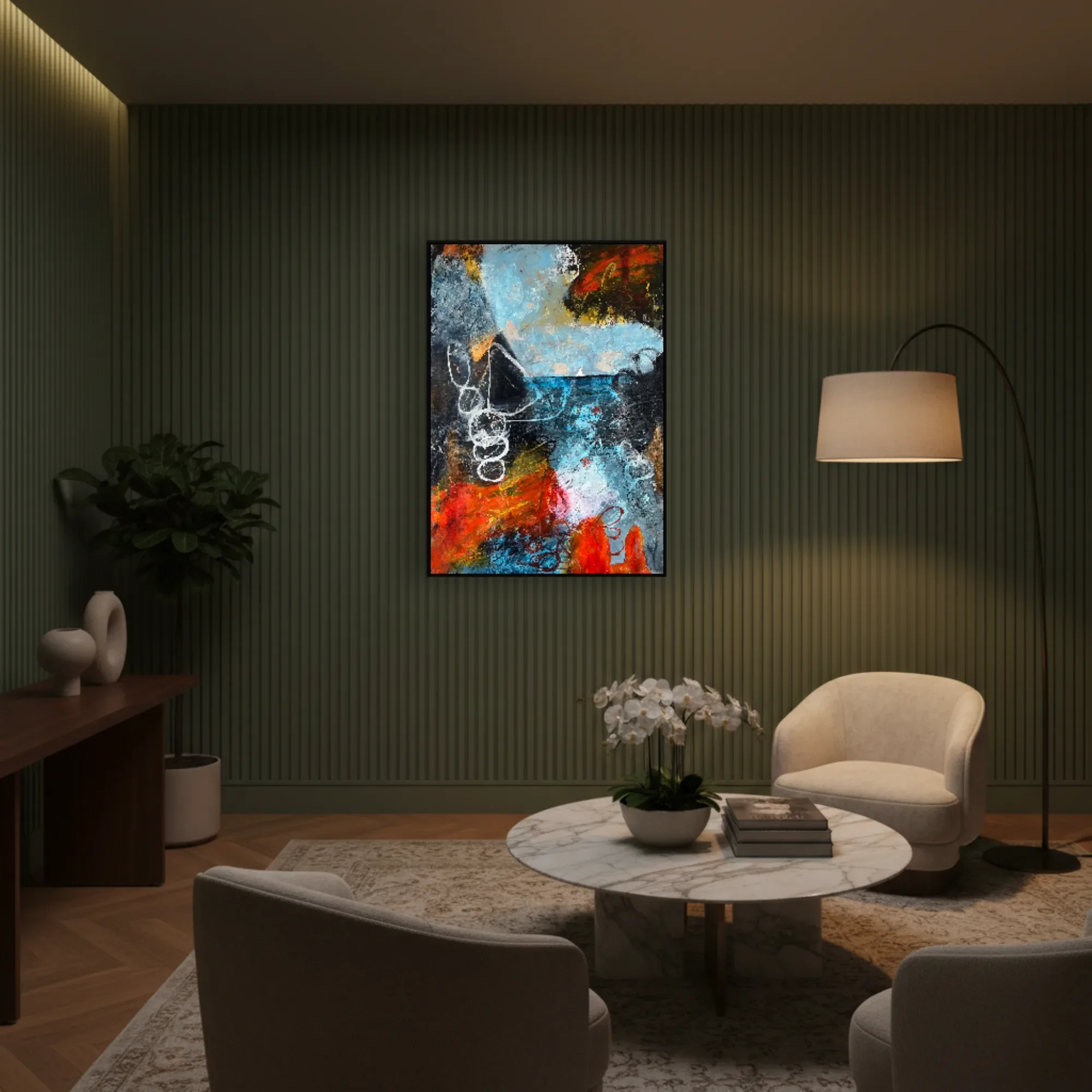 Held Horizon displayed in an elegant boutique-hotel interior