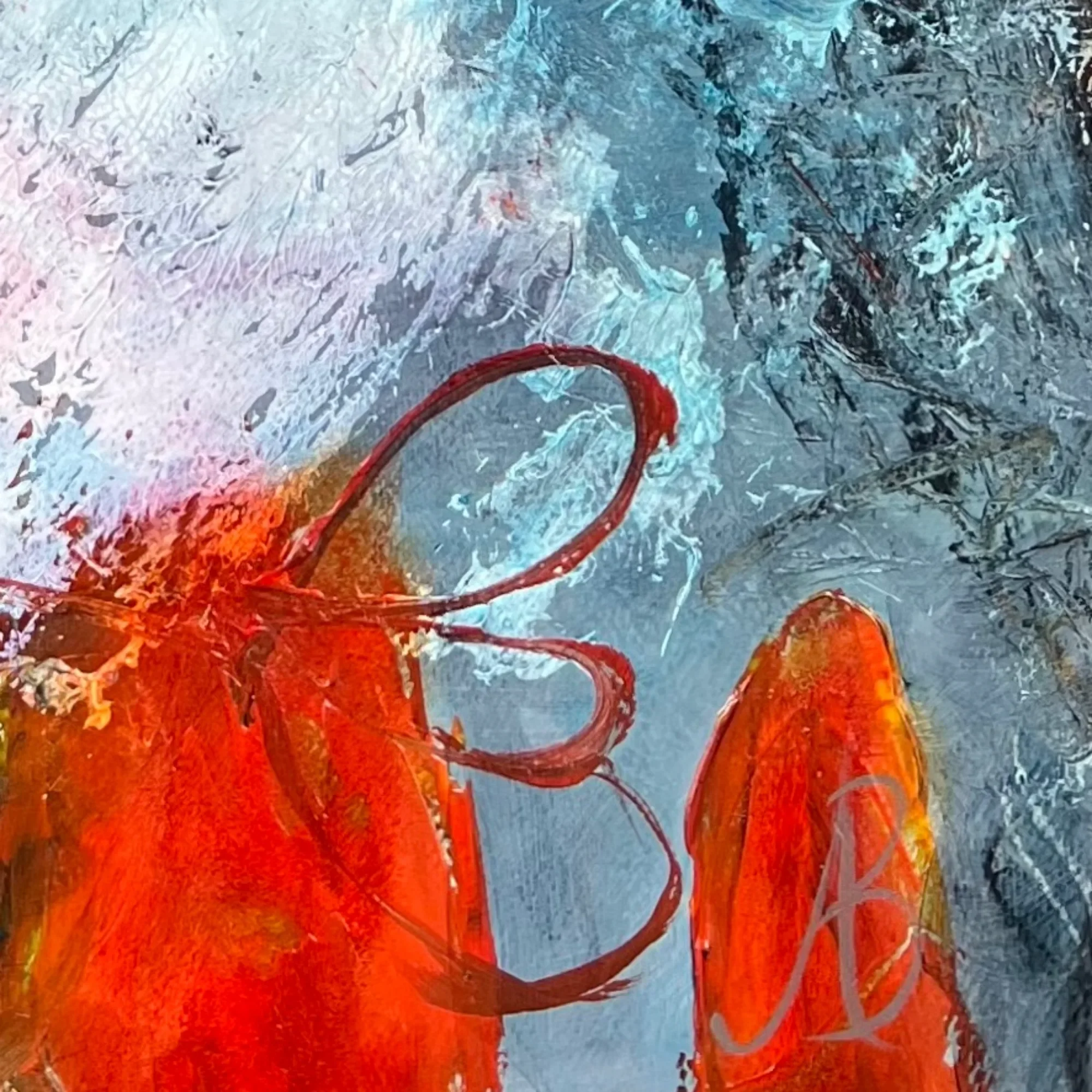 Textured acrylic surface and gestural mark-making in Held Horizon by Andrew Bowers