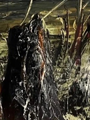 Standing Ground landscape painting by Andrew Bowers showing expressive textured brushwork in Yorkshire moorland scene